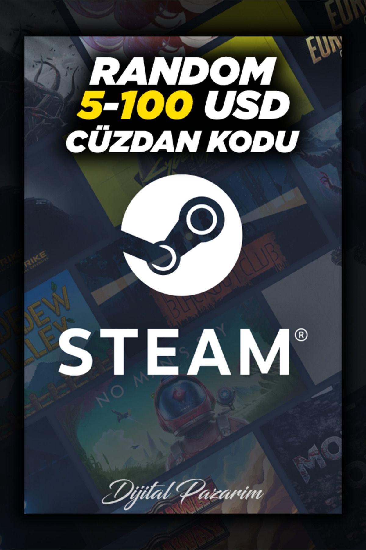 Steam 5-100 USD Arası Random Cüzdan Kodu