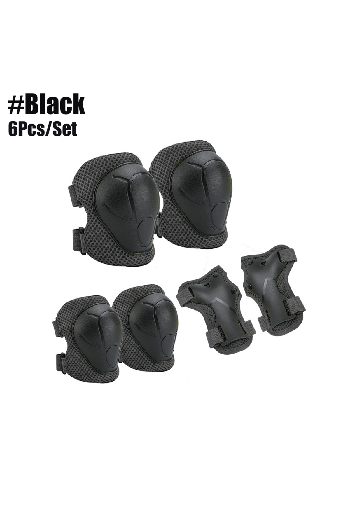 Choice-Black Kids Knee Pads Elbow Pads Age 3-7 Toddler Boys Girls, 6 In 1 Protective Gear Safety Set with W 1