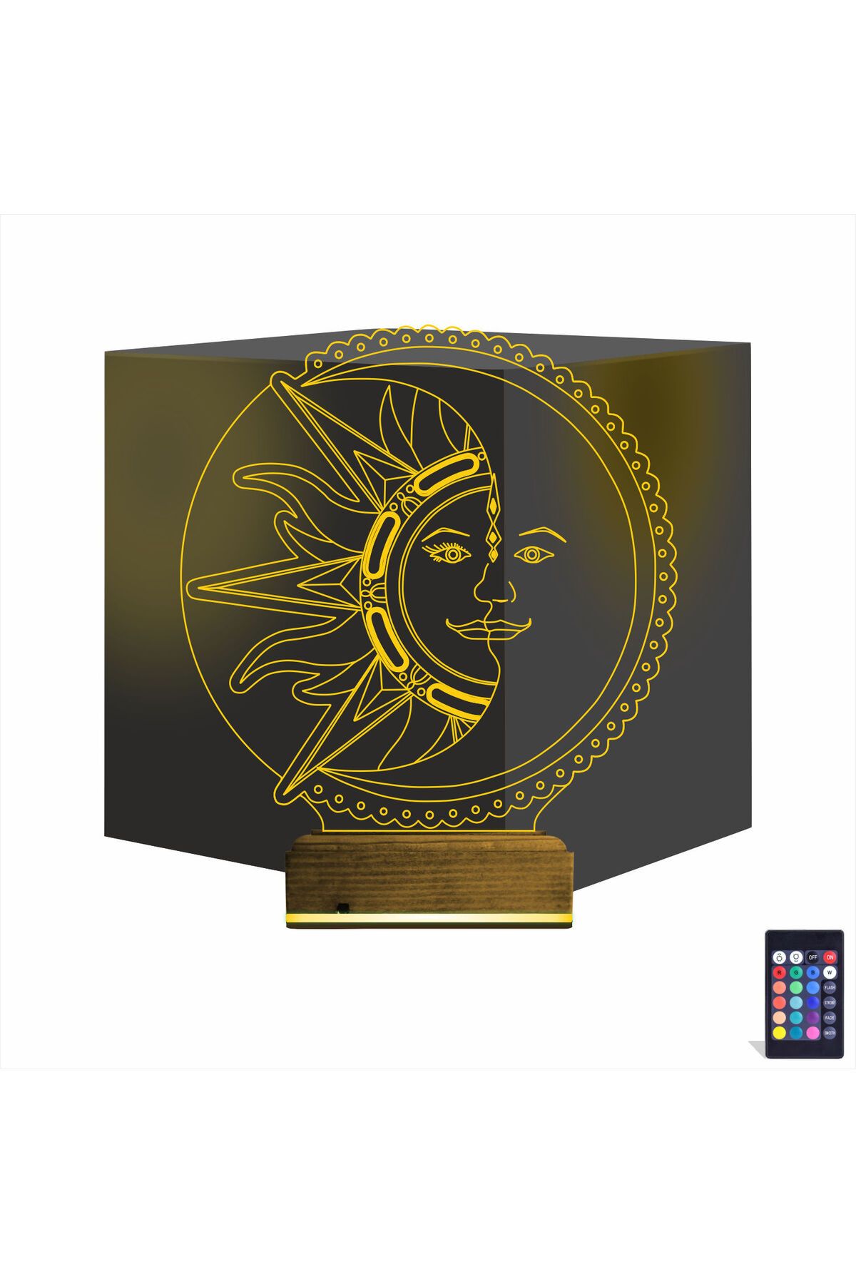 Kirppi 3d Lamba Mistik Güneş Ay Masa Gece Lambası