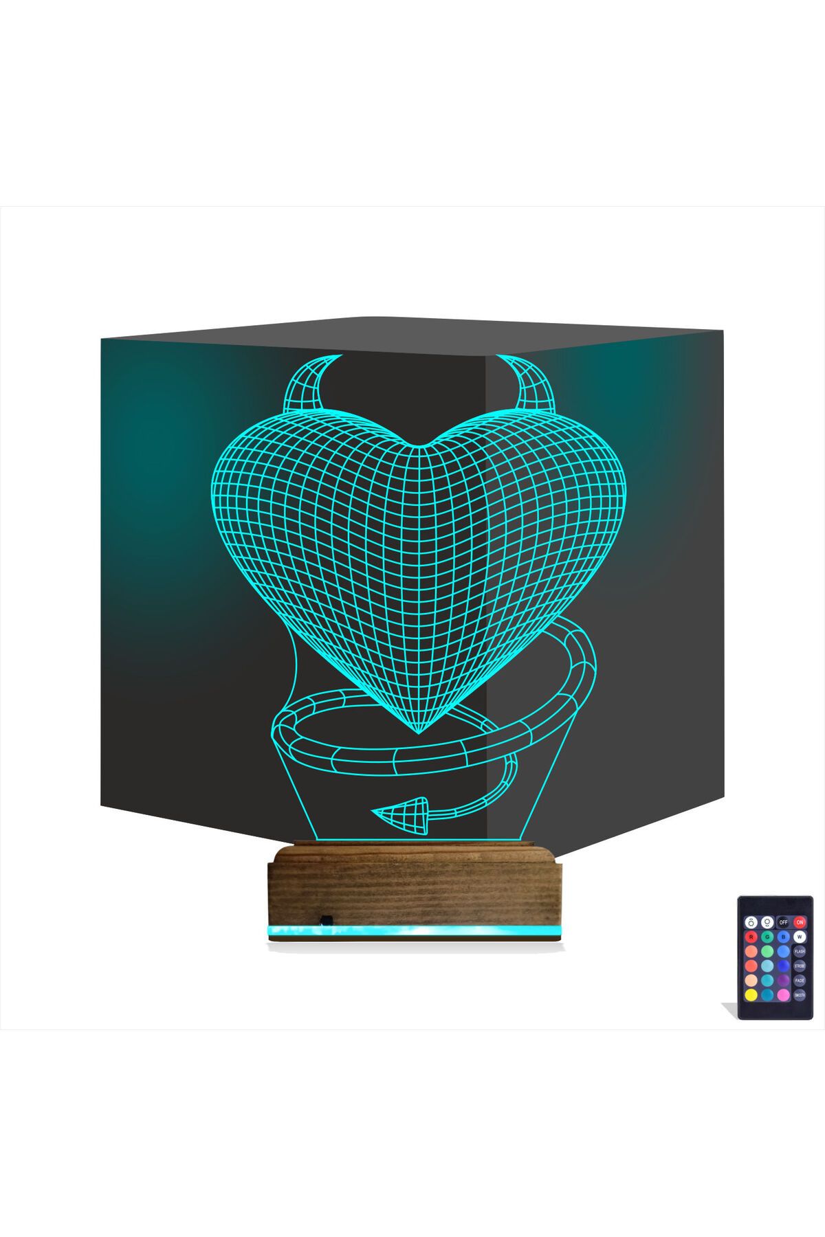 Kirppi 3d Lamba Kalp Şeytan Sevgiliye Hediye Masa Gece Lambası