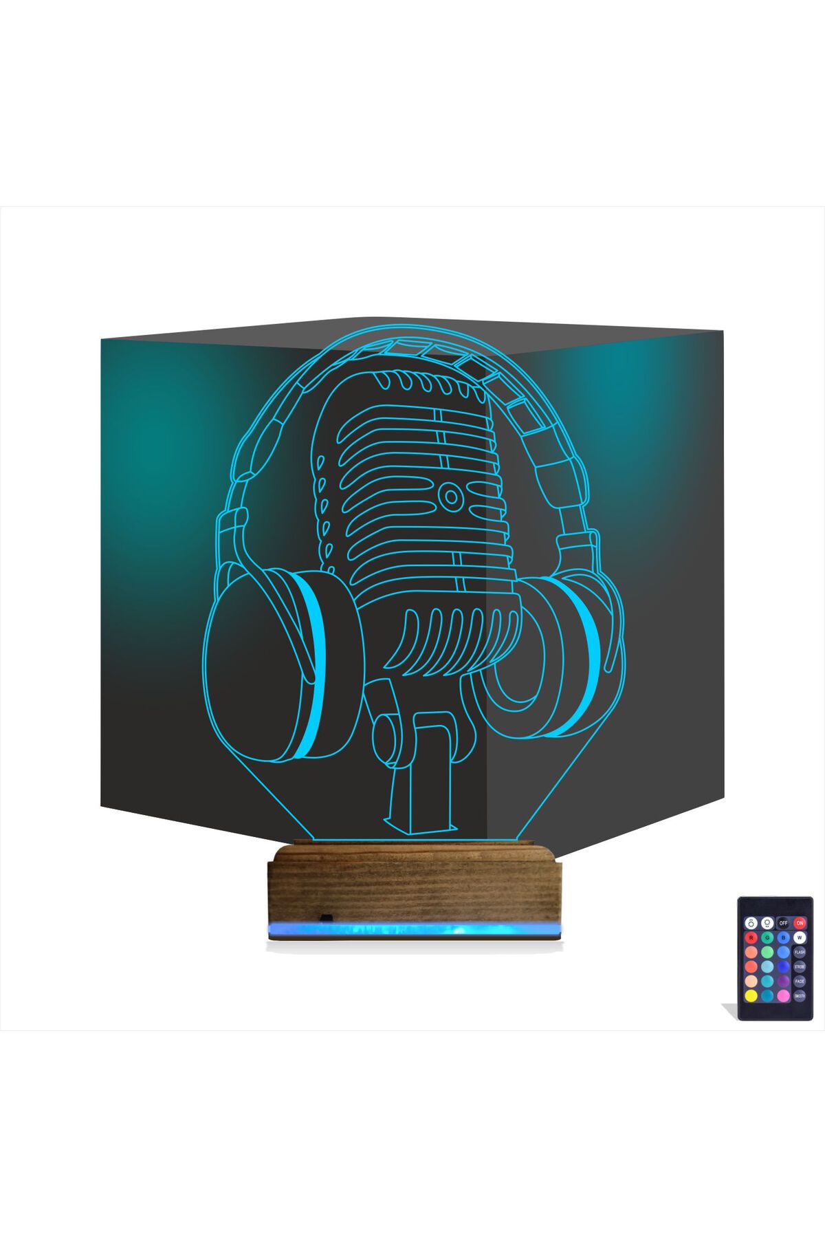 Kirppi 3d Lamba Dj Müzik Mikrofon Kulaklık Masa Gece Lambası