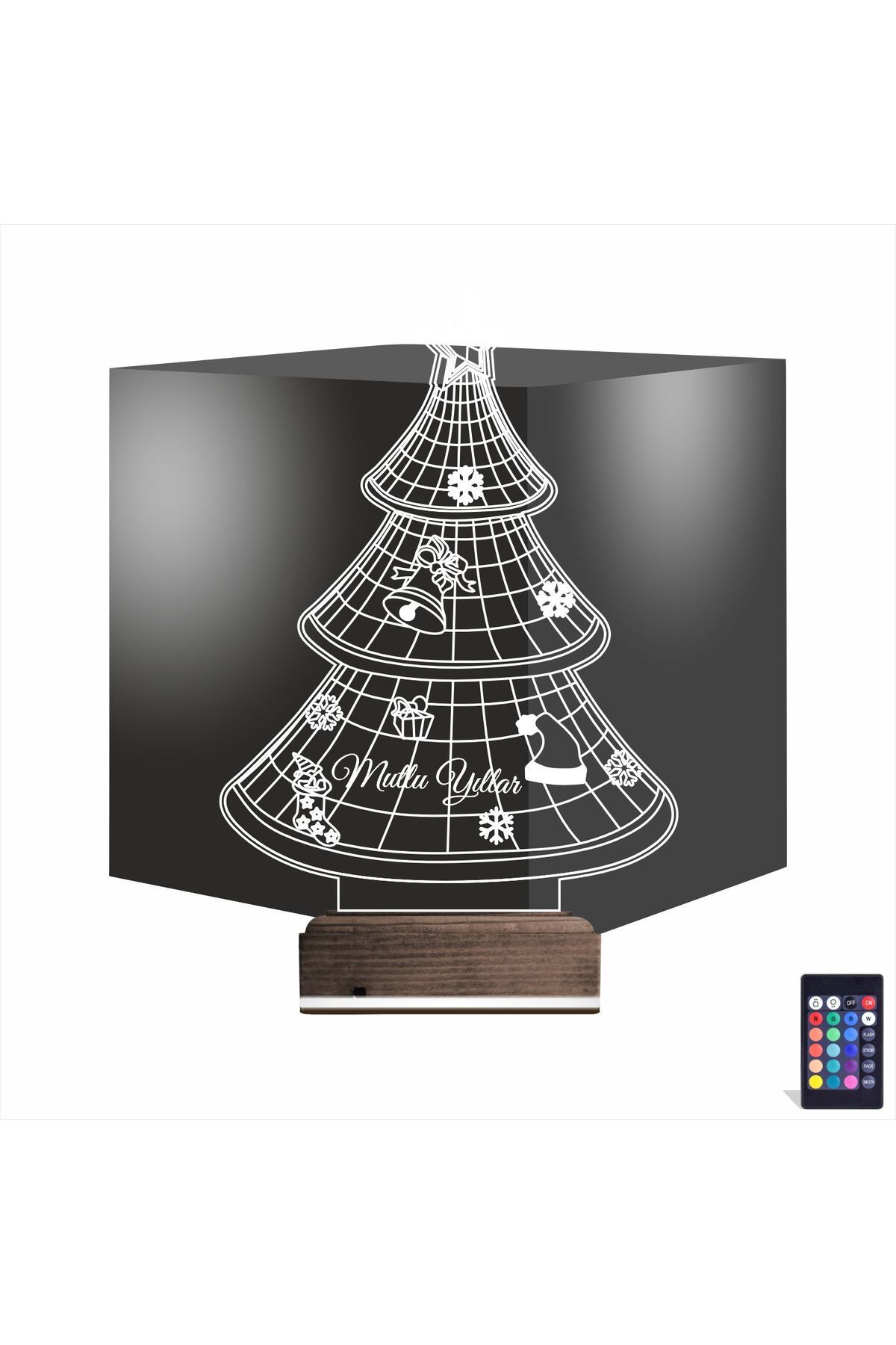 Kirppi 3d Lamba Yılbaşı Ağacı Mutlu Yıllar Masa Gece Lambası
