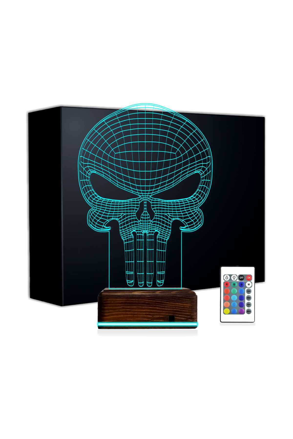 Kirppi 3d Lamba Kuru Kafa Punisher Masa Gece Lambası