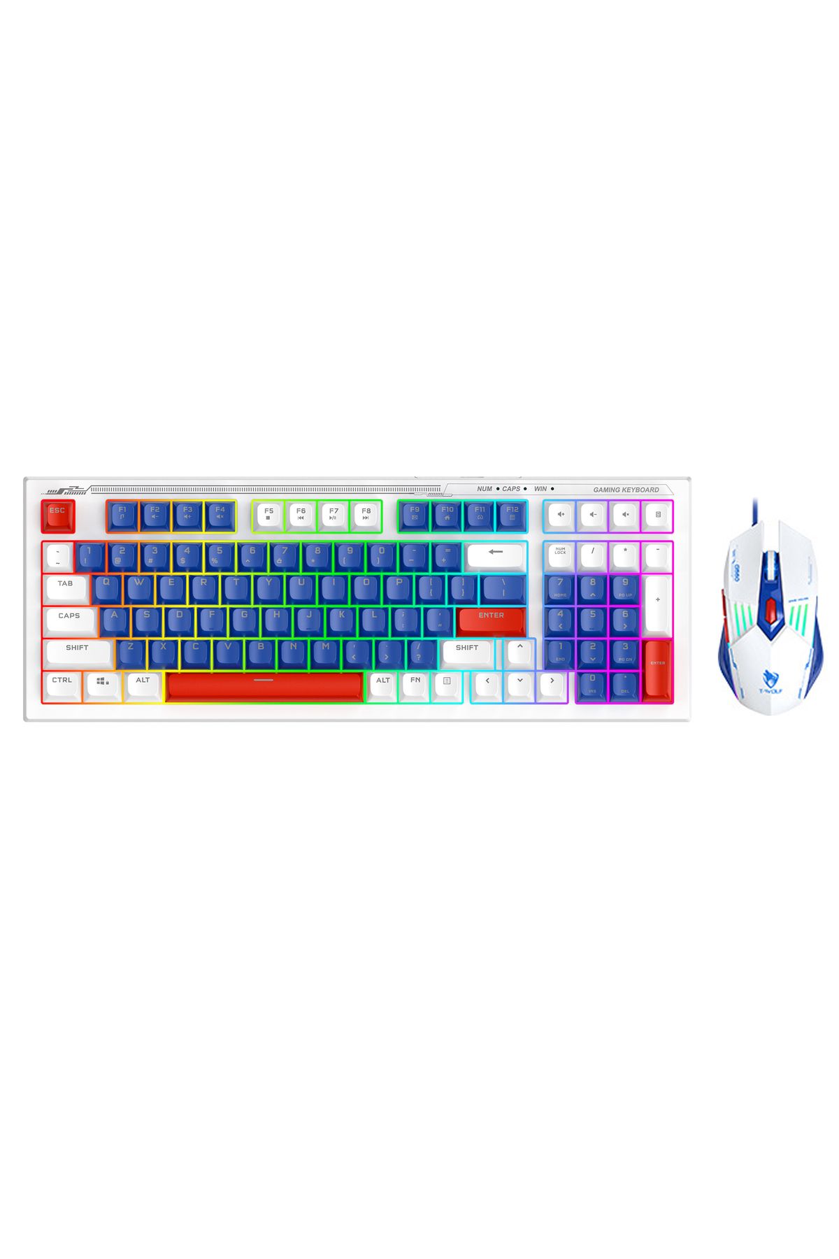T-WOLF-Gaming Keyboard and Mouse Combo, 98-Key Compact RGB Mechanical Feel Keyboard with Type-C Wired 1