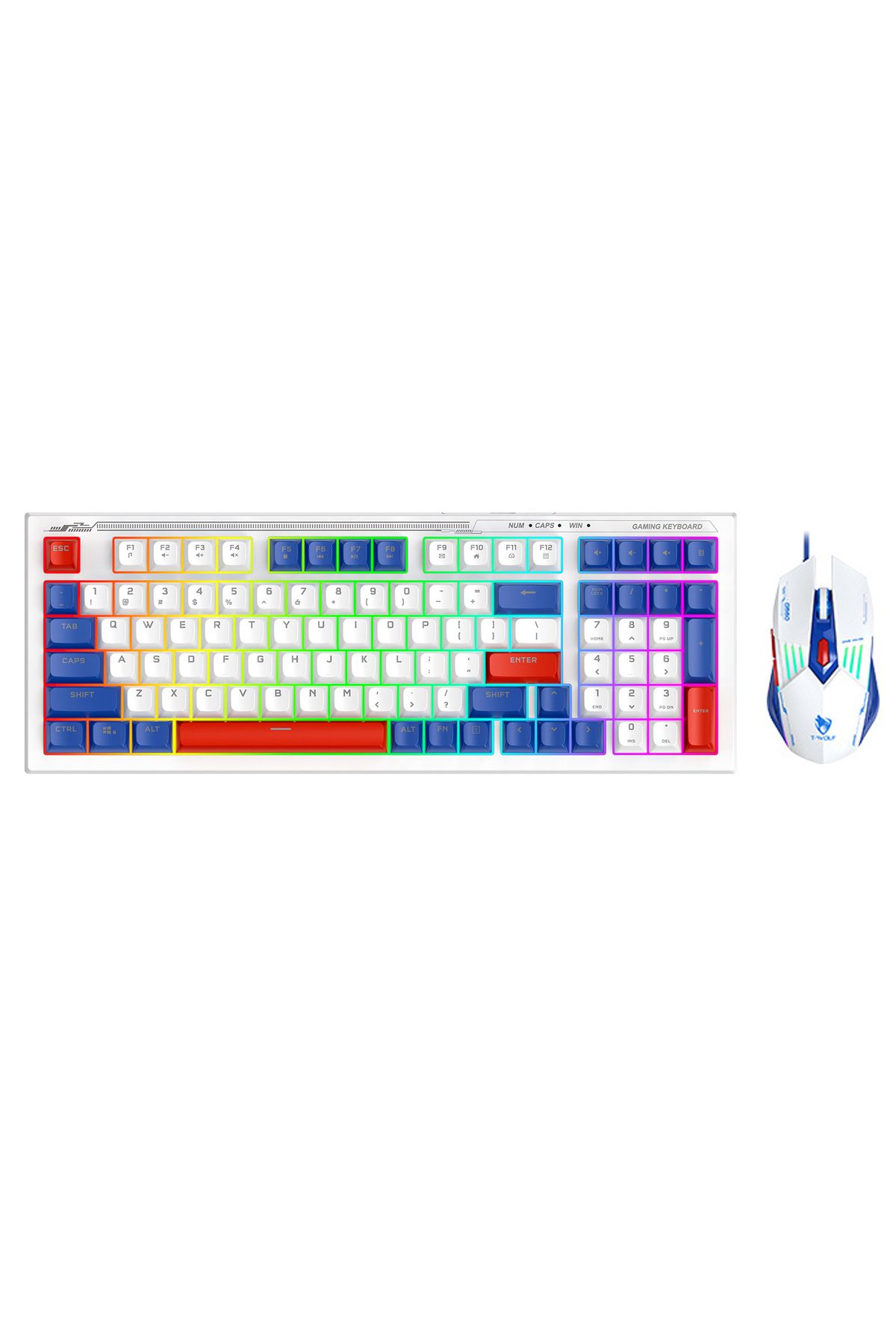 T-WOLF-Gaming Keyboard and Mouse Combo, 98-Key Compact RGB Mechanical Feel Keyboard with Type-C Wired 1