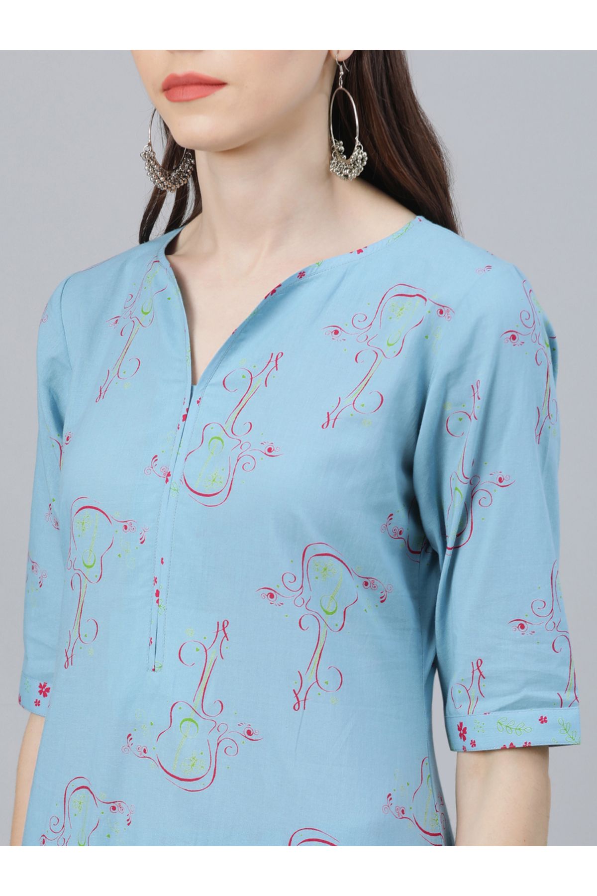 Libas By Styli-طقم كورتا مطبوع مع بالازو ودوباتا شيفون سادة 5