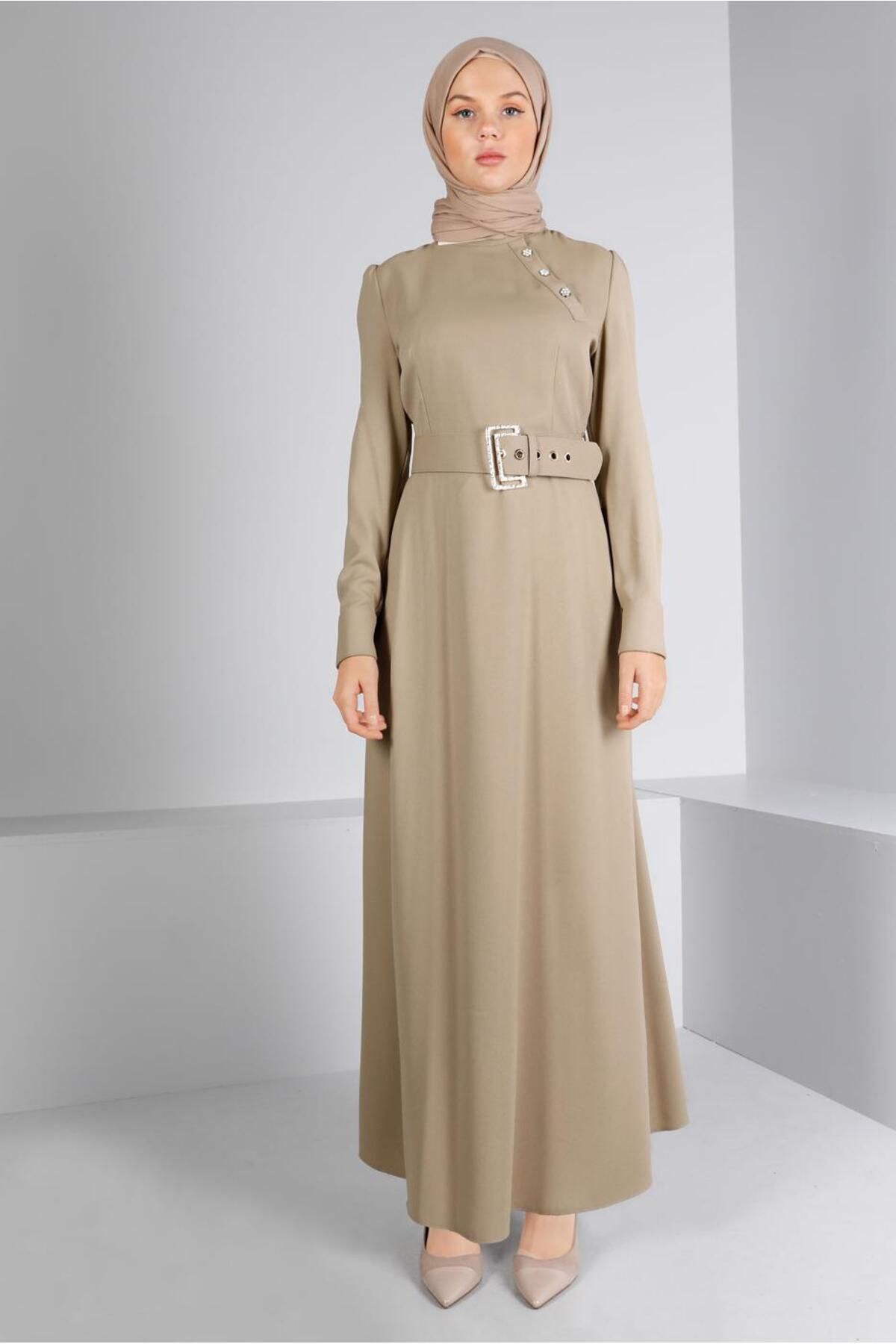 پیراهن دکمه دار کمربند 43382 Alvina