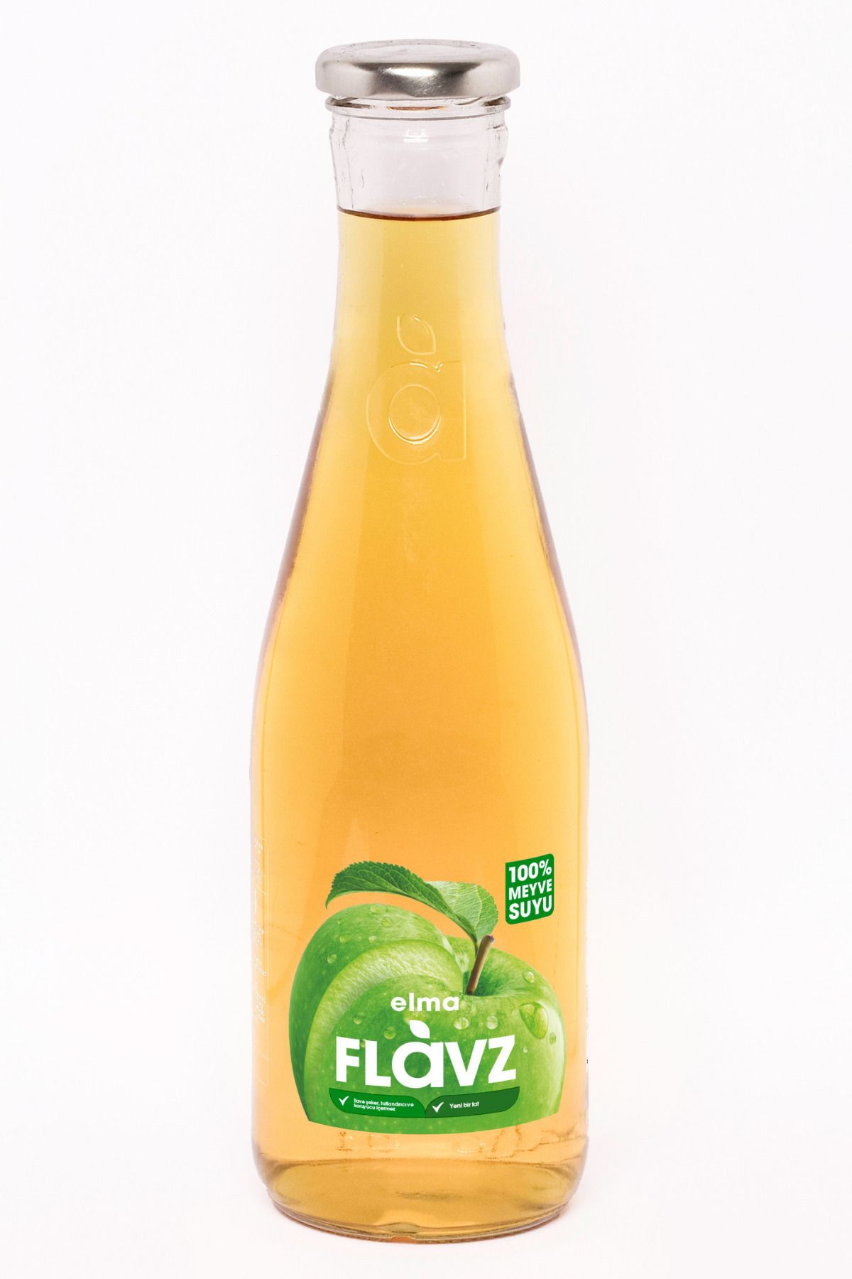 FLAVZ %100 Doğal Elma Meyve Suyu 640ml Cam Şişe- Gerçek Meyveden, Katkısız