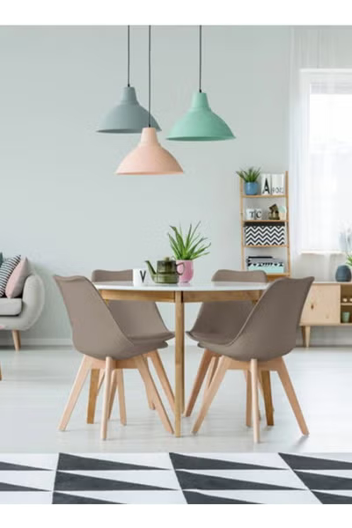 Taimi-Pack Of 4 Mid Century Modern Side Chair , PU Leather Soft Padded Seats and Solid Wood Legs Brown 4
