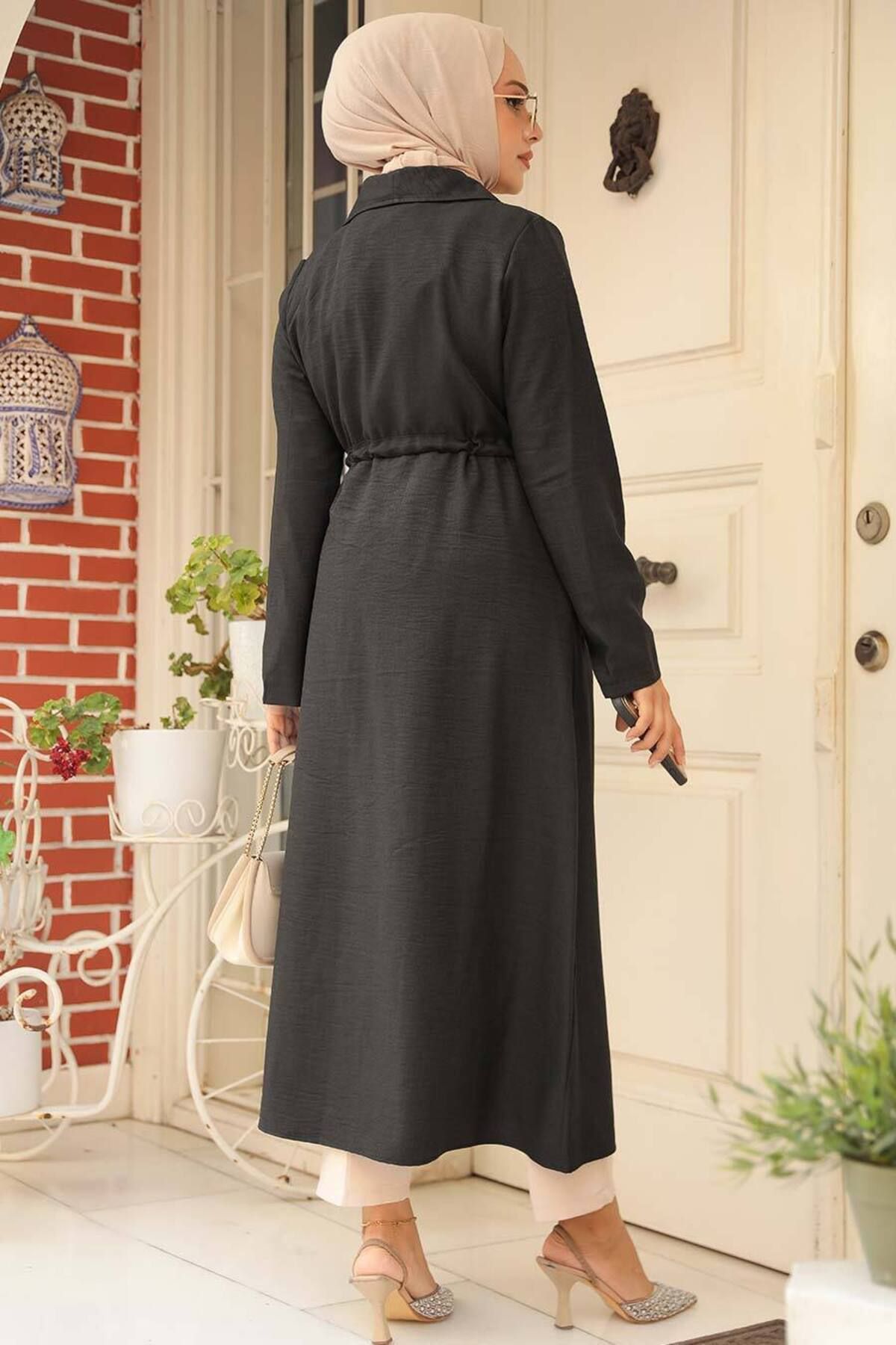 Neva Style-Black Hijab Cap 671S - Pocketed 4