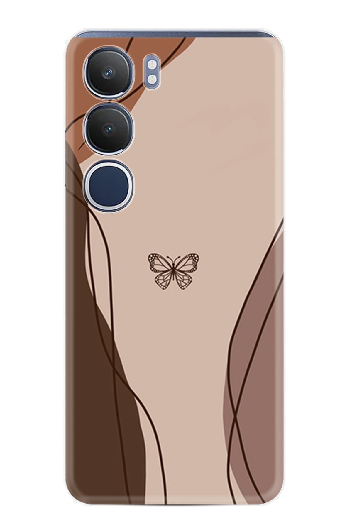 Kılıfland Vivo Y19S Kılıf Boutique Baskılı Resimli Kahve Kelebek Pcode -038