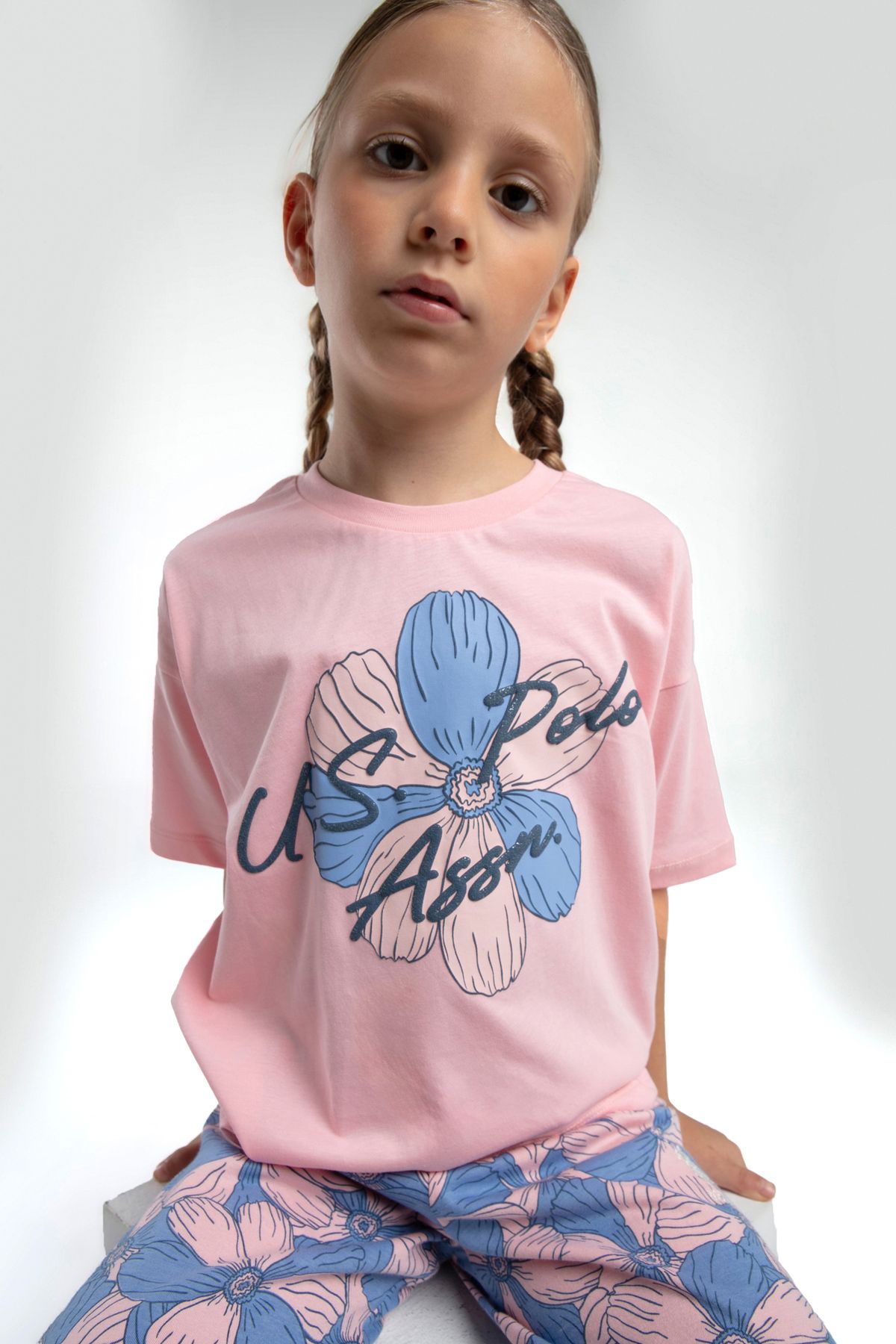 U.S. Polo Assn.-Girl's Salmon Pajama Set 50312506 -Vr047 3