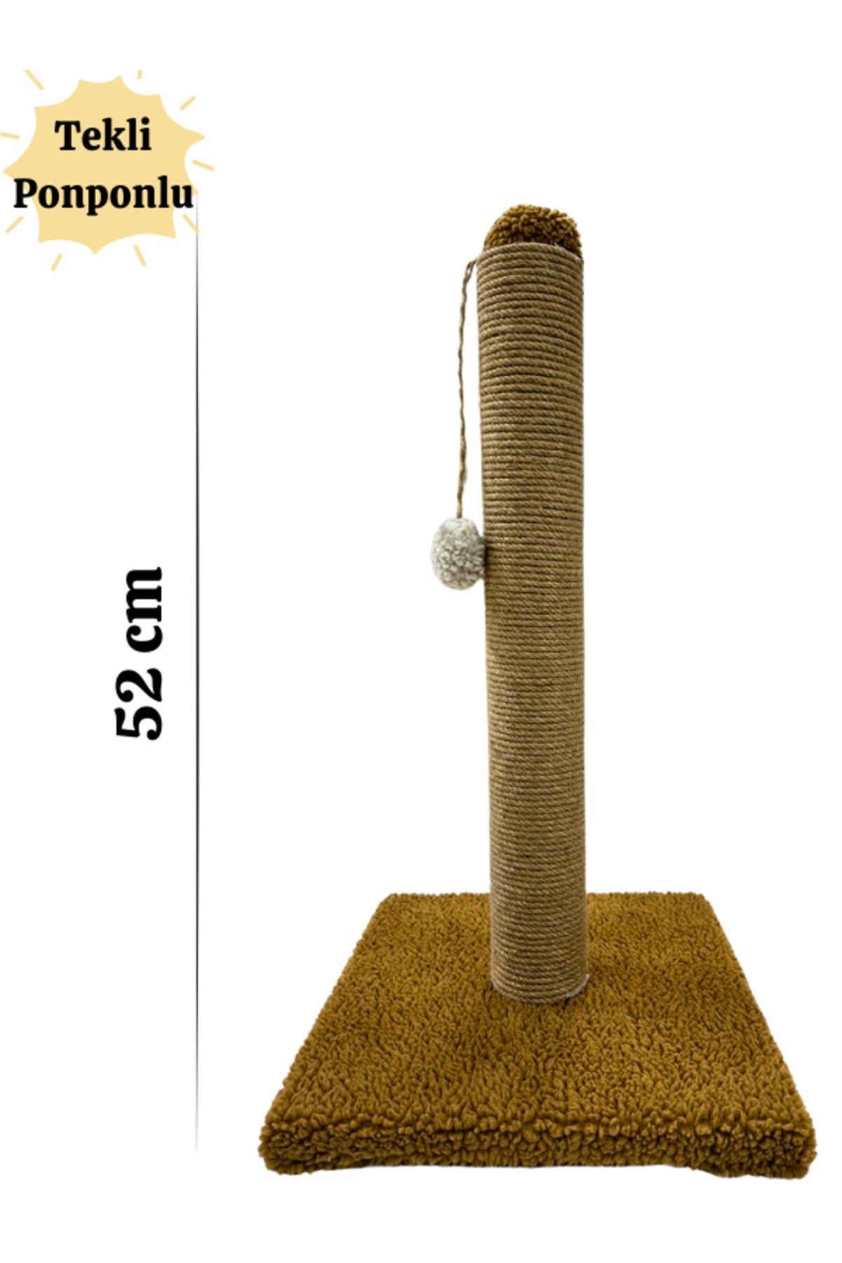 Komano Pontika-Plush Textured Soft Single Pompom Cat Scratching Board 52 cm Soft Loved Colors 5
