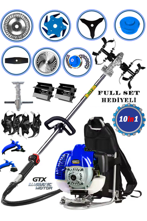 Eisenn Germany 10 In 1 Esx-900 Turbo 20 Hp Sırt Tipi Çim Ot Çalı Biçme Tırpan...