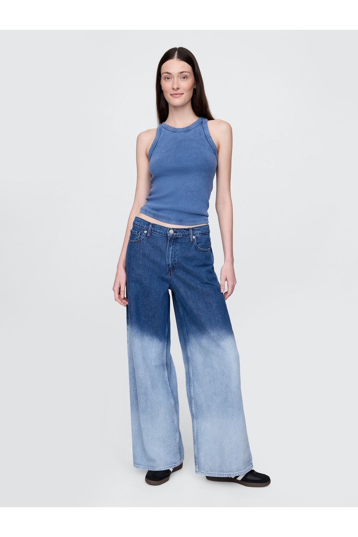 GAP Kadın Mavi Mid Rise UltraSoft Baggy Jean Pantolon
