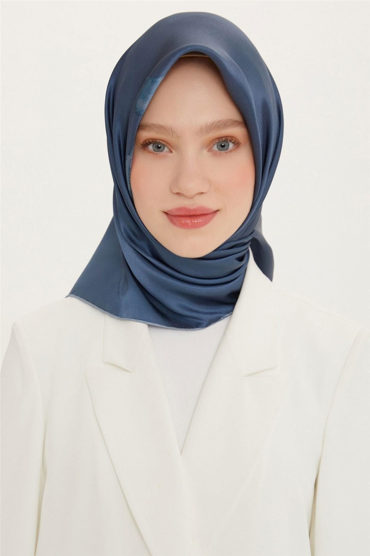 Silk Scarf Nostalgia -8737-33 Indigo Twill