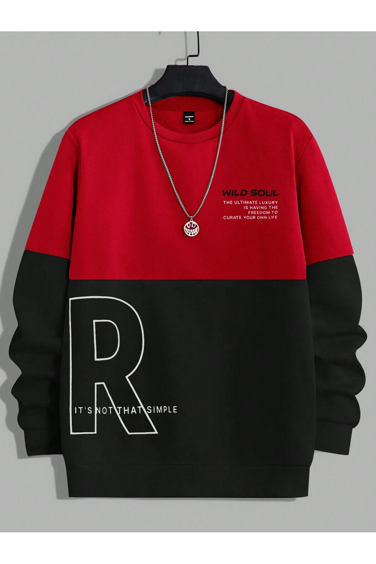 PENTHİLUS Erkek bisiklet yaka sweatshirt, kontrast renklerde logo baskısı