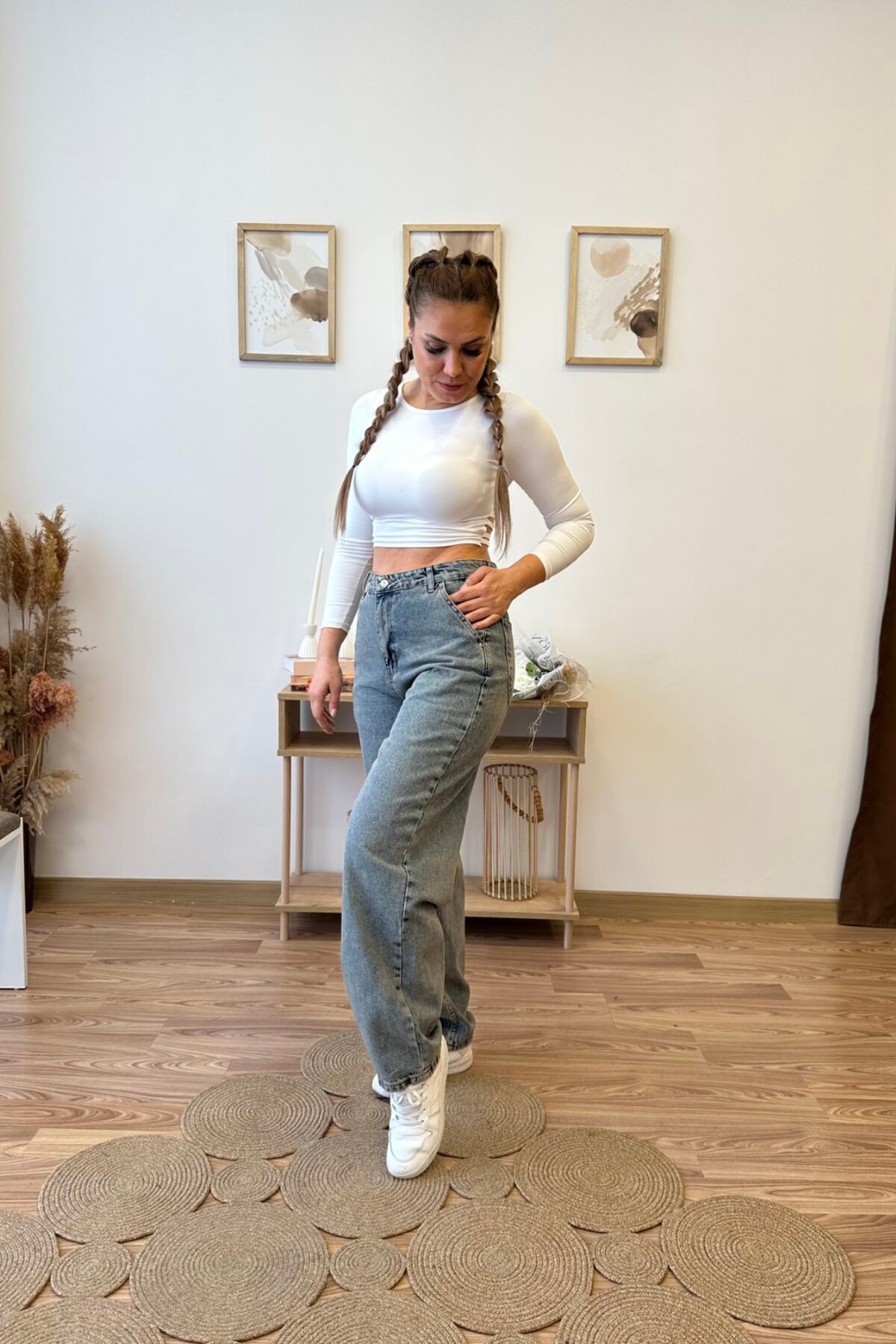 Aychayla Soluk Efektli Baggy Jean görsel 7