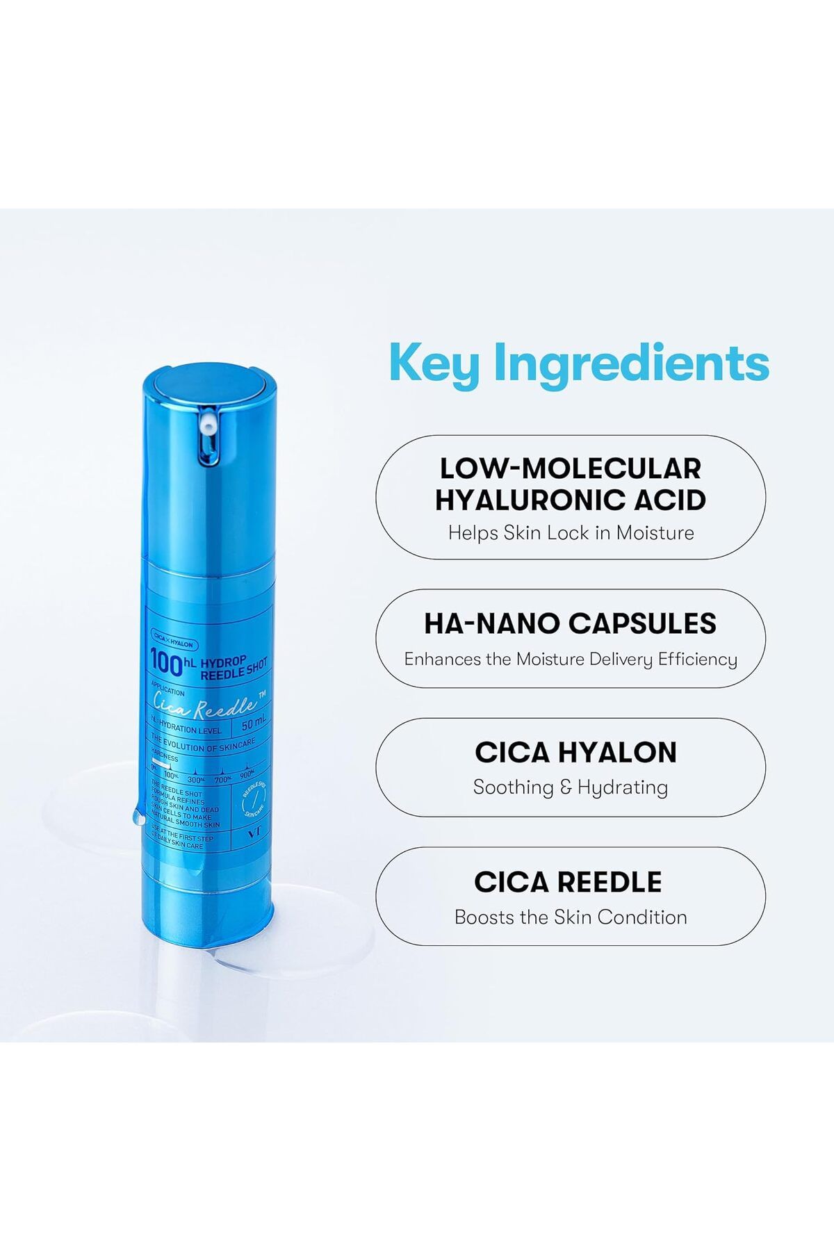سرم پوست HYDROP REEDLE شلیک 100HL اسید هیالورونیک میکروینکسینگ 50ML VT COSMETICS