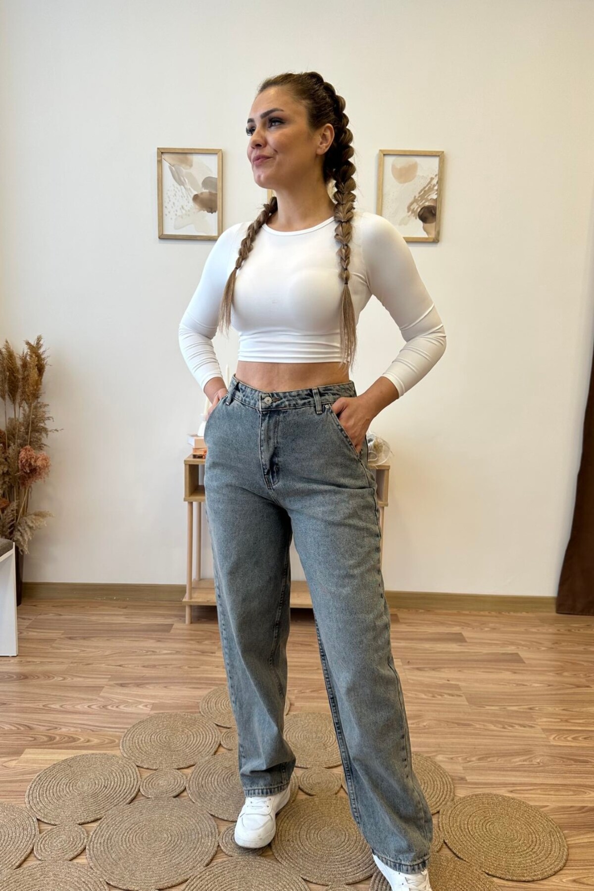 Aychayla Soluk Efektli Baggy Jean görsel 8