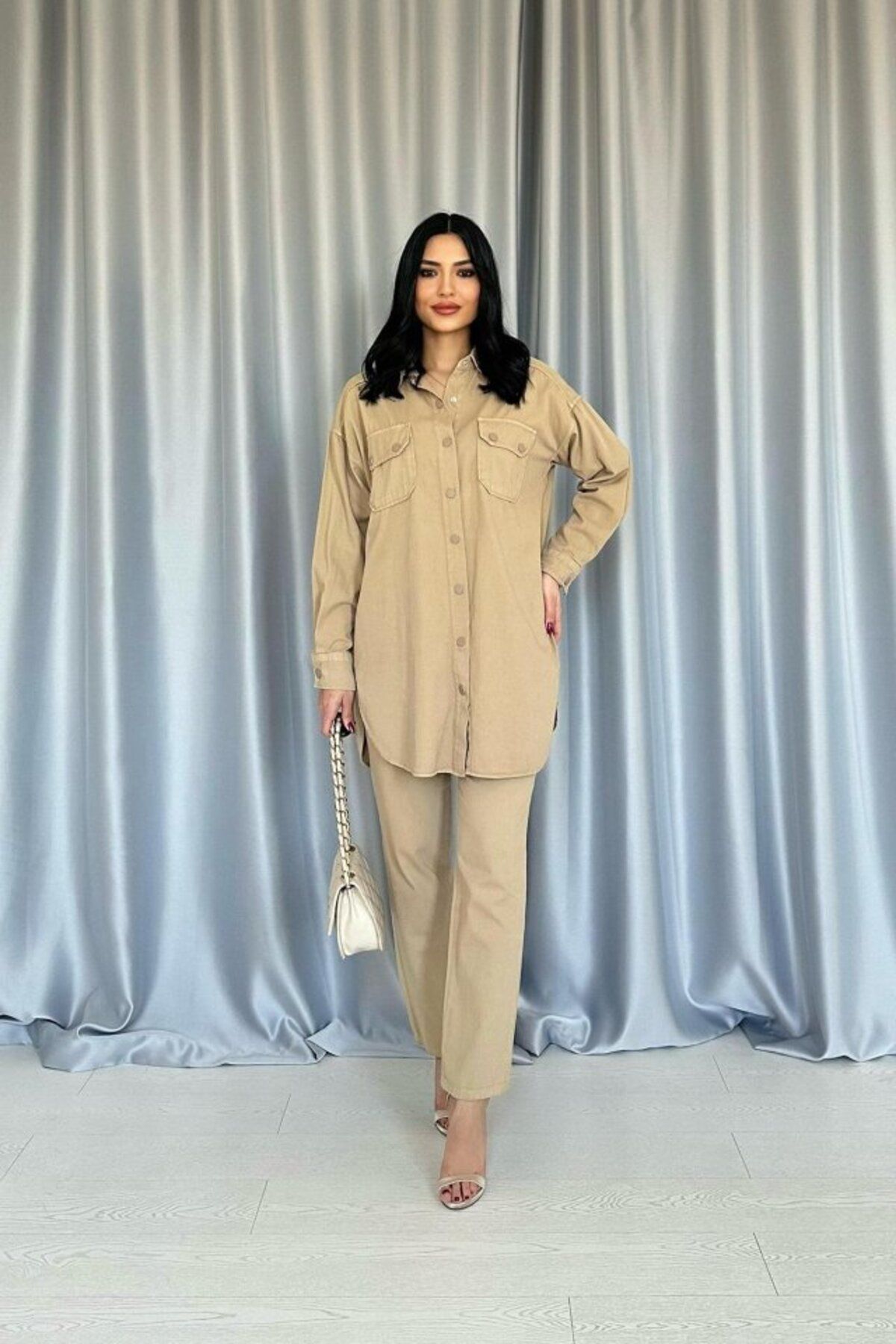Miracle Omni Camel Yıkamalı Gömlek Ve Pantolon Takım