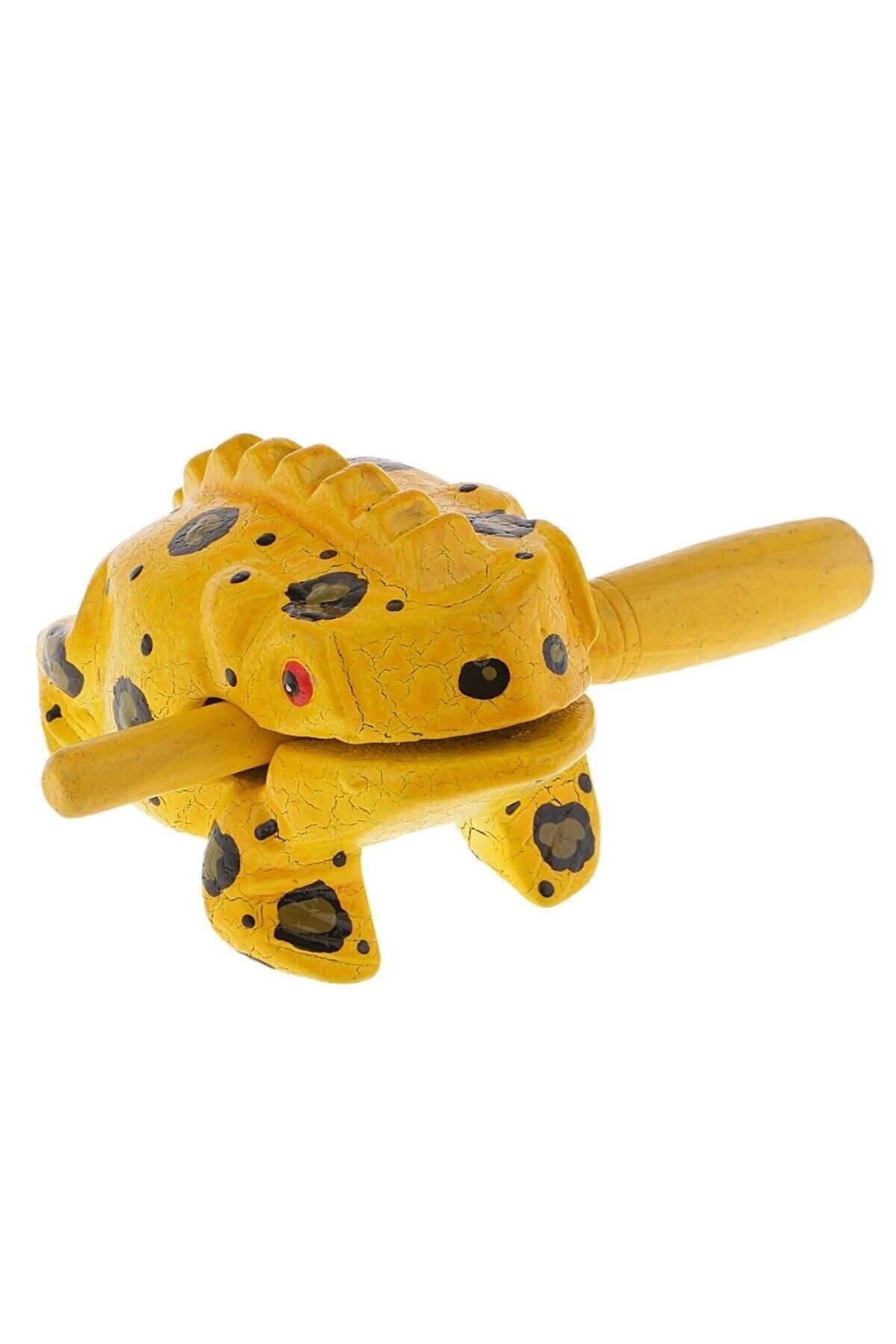 Souvenest El Yapımı Tayland Geleneksel Kurbağa Sesi Çıkaran Dekoratif Şans Kurbağası Sarı 10 Cm No:3