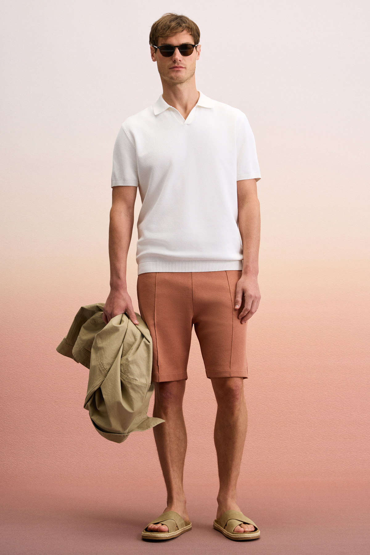 GRIMELANGE  MATSEN Erkek Beli Lastikli Yan ve Arka Cepli Relaxed Kiremit Rengi Şort - Görsel 4