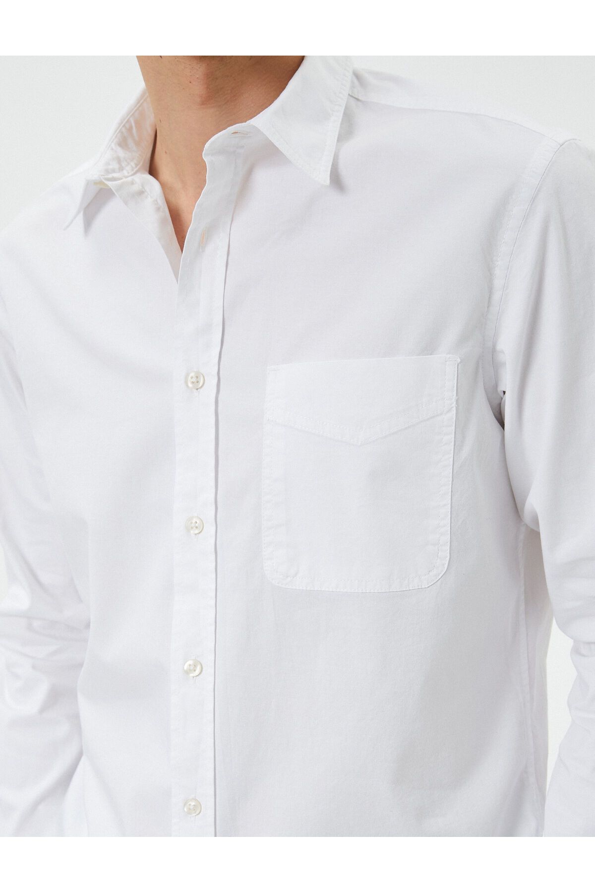 Koton-Slim Fit Shirt Pocket Detailed Classic Collar Buttoned Long Sleeve 5