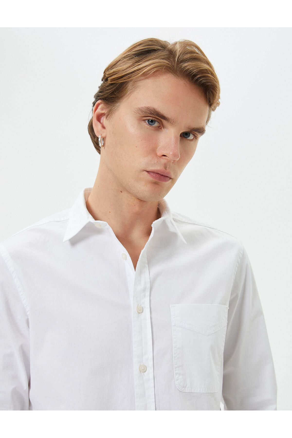 Koton-Slim Fit Shirt Pocket Detailed Classic Collar Buttoned Long Sleeve 1