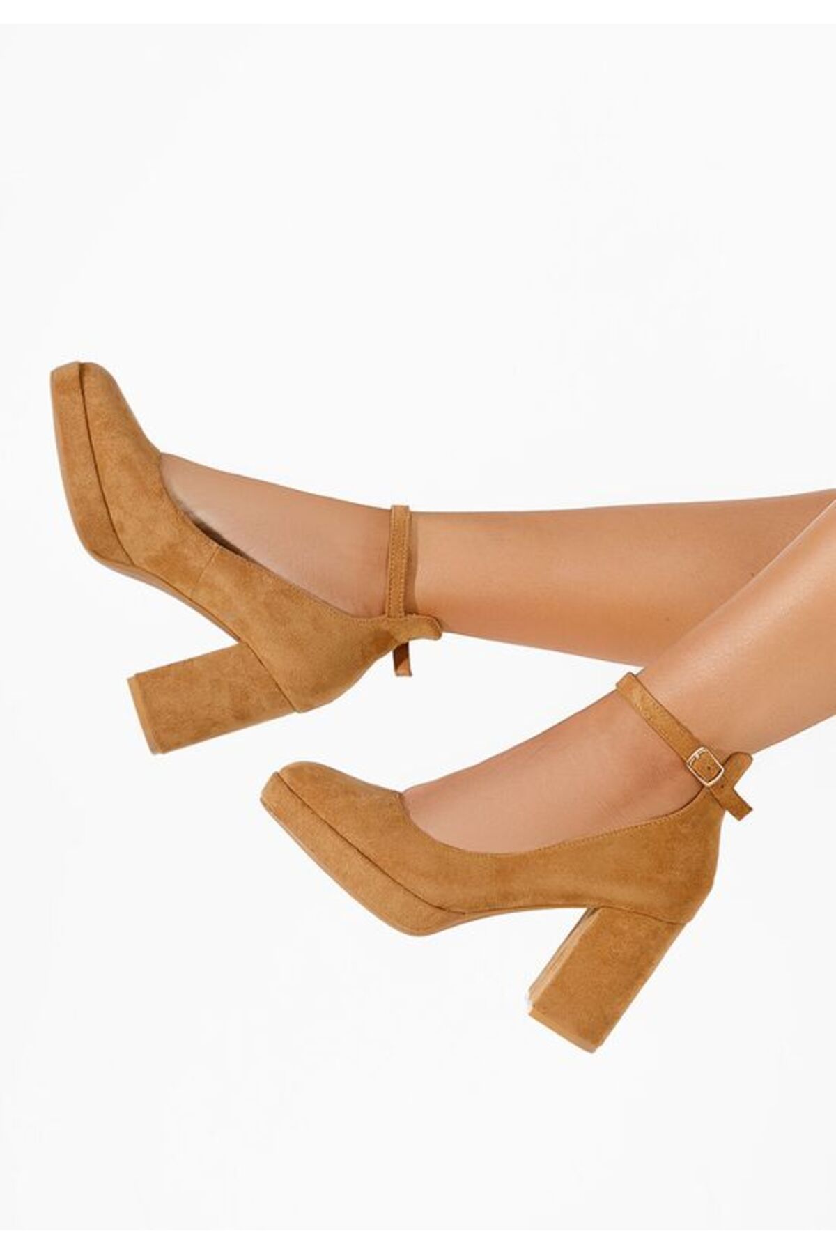 B T Shoes-Isperta V2 Camel Chunky Heel Shoes 2