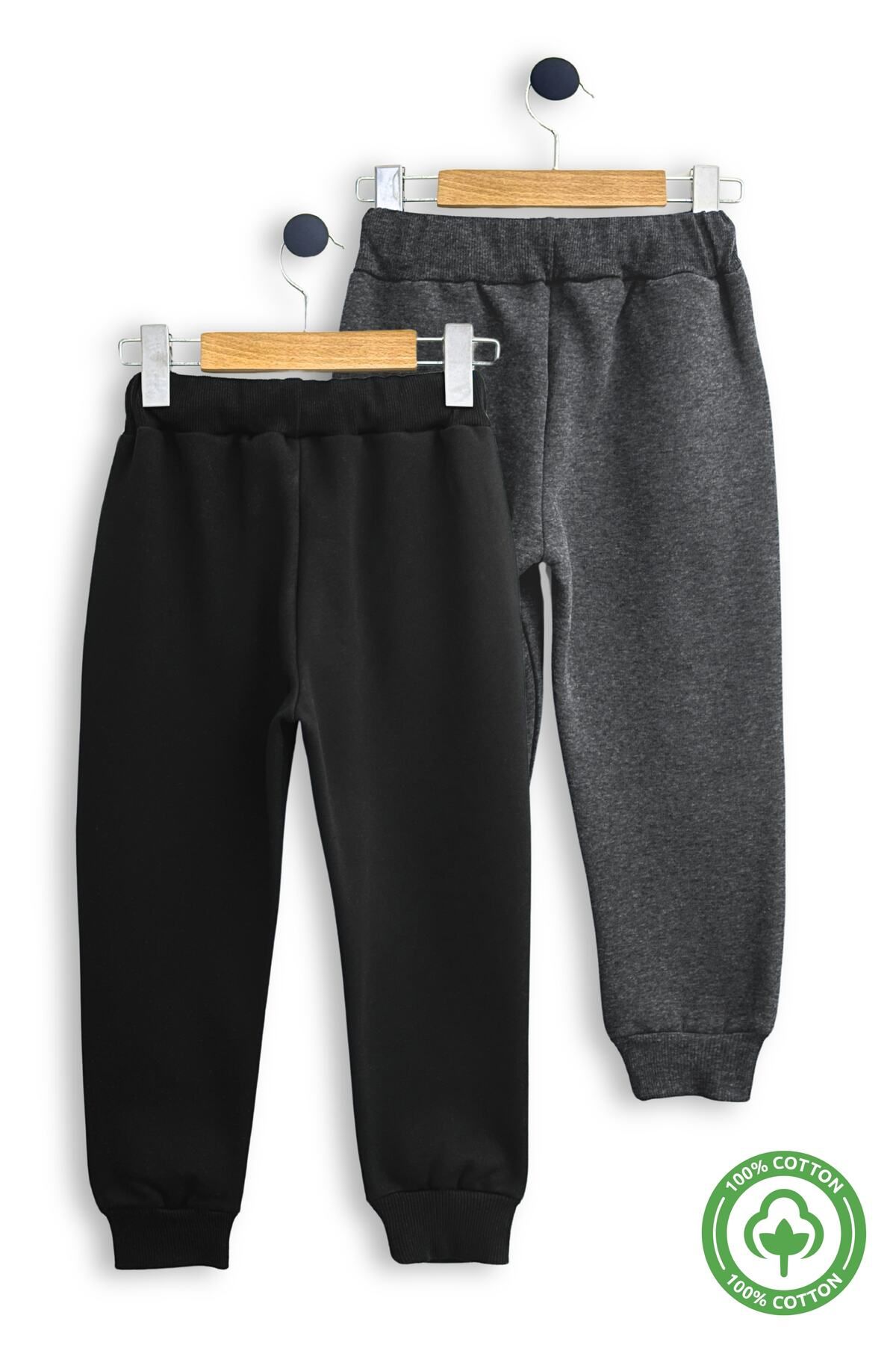 TRİLİYA-6-16 Years Old 2 Pieces of Sweatpants with Fleece Inside, Ribbon, Three Threads, Jogger |   School and Daily Use 2