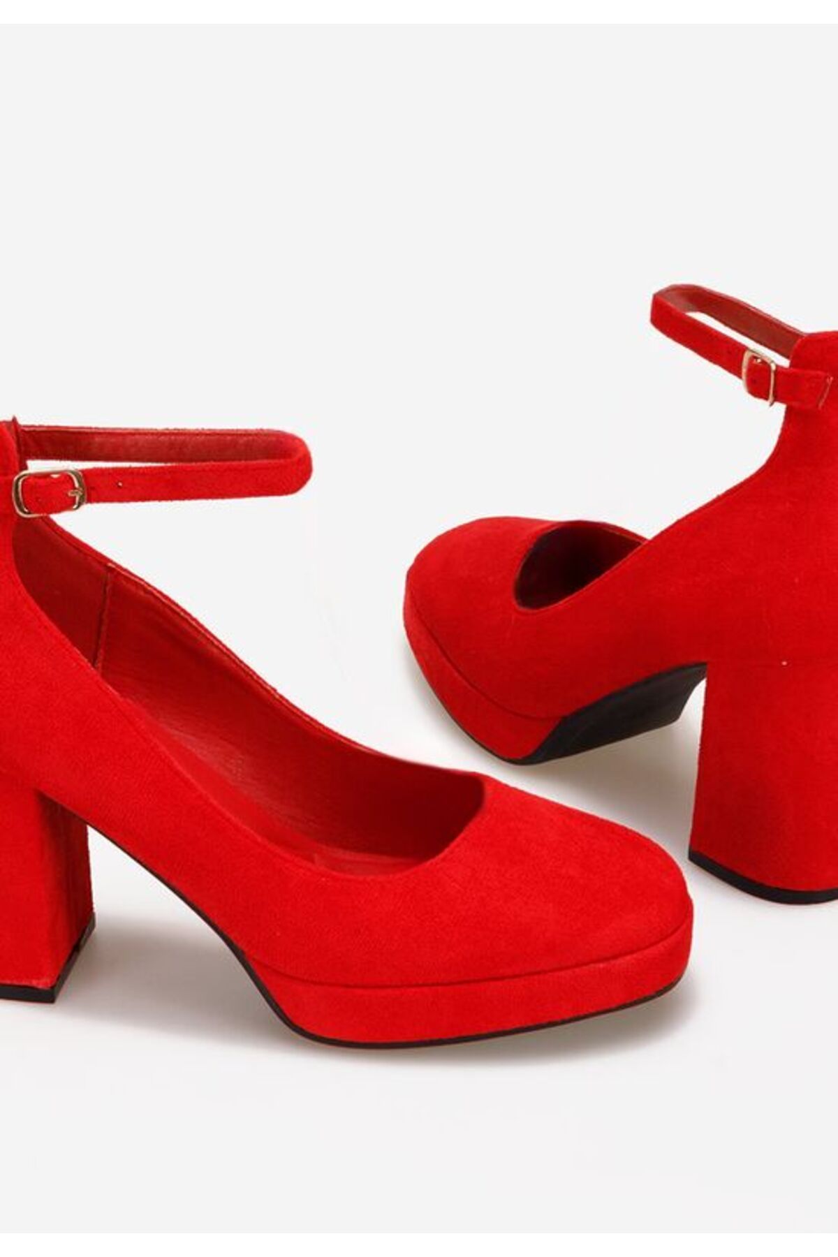 B T Shoes-Isperta V2 Red Chunky Heel Shoes 5