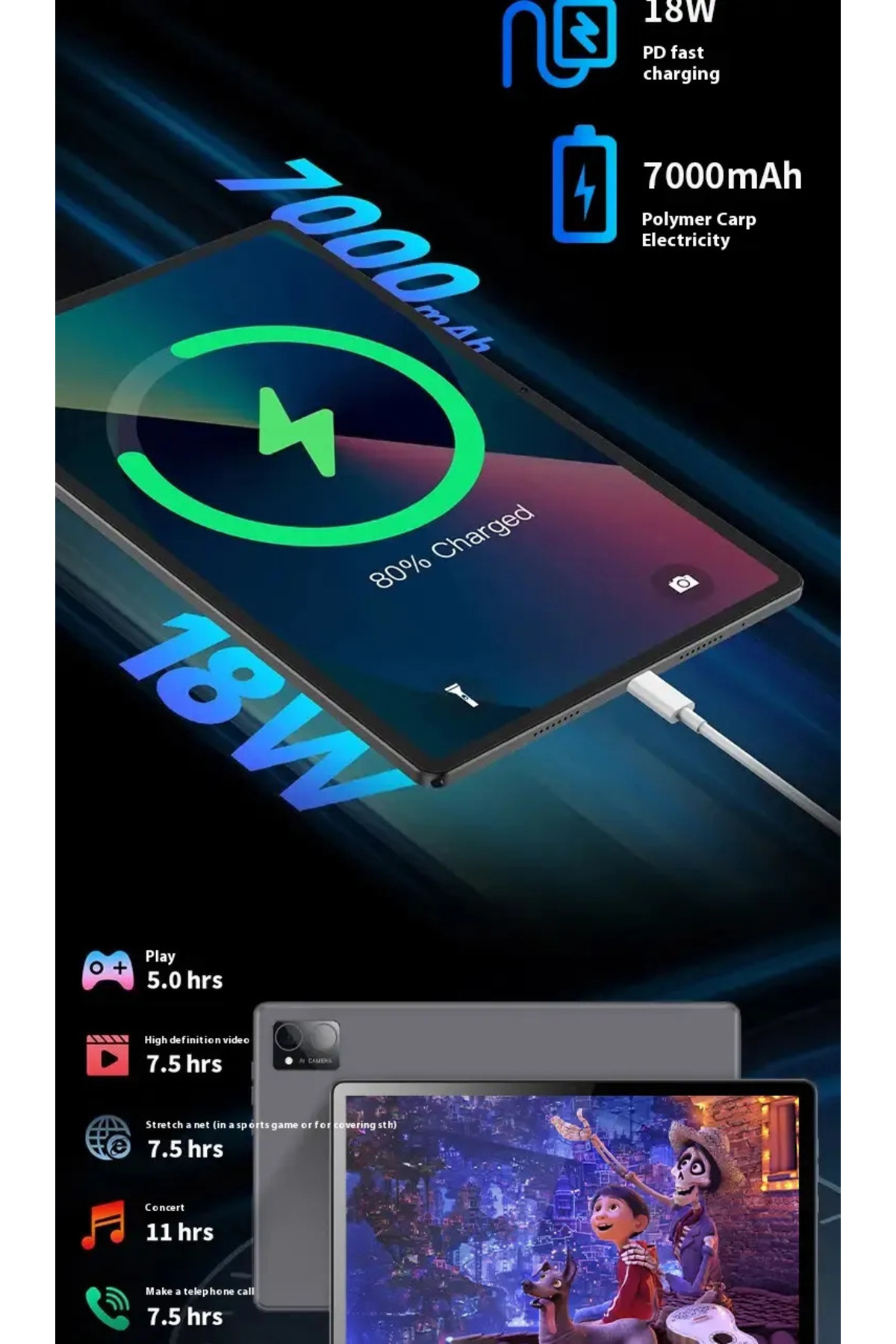 ACER-New Tablet |12gb Ram 256gb Rom|10.36" Hd Display|7000mah Battary| Dual Sim 4g 8
