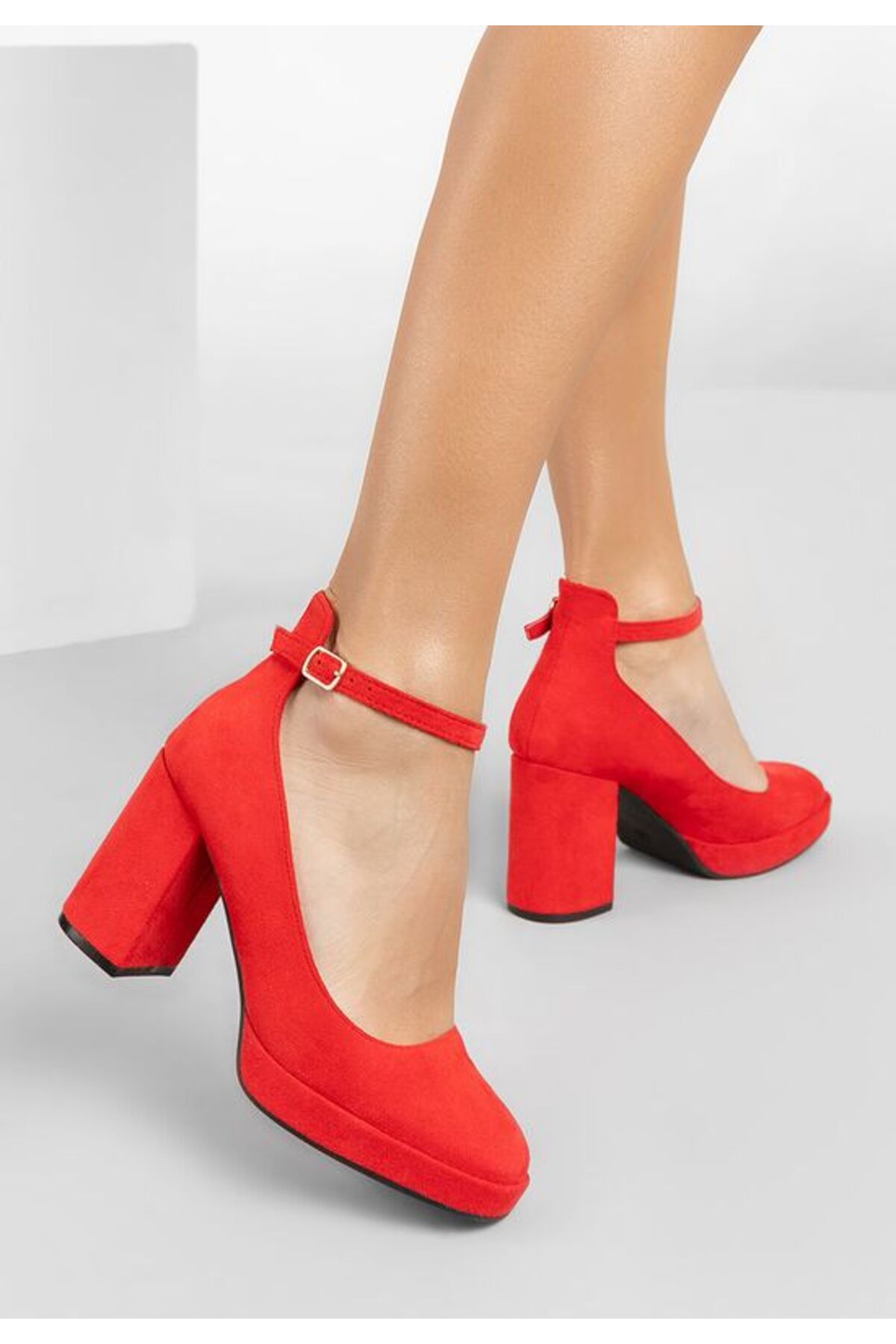 B T Shoes-Isperta V2 Red Chunky Heel Shoes 9