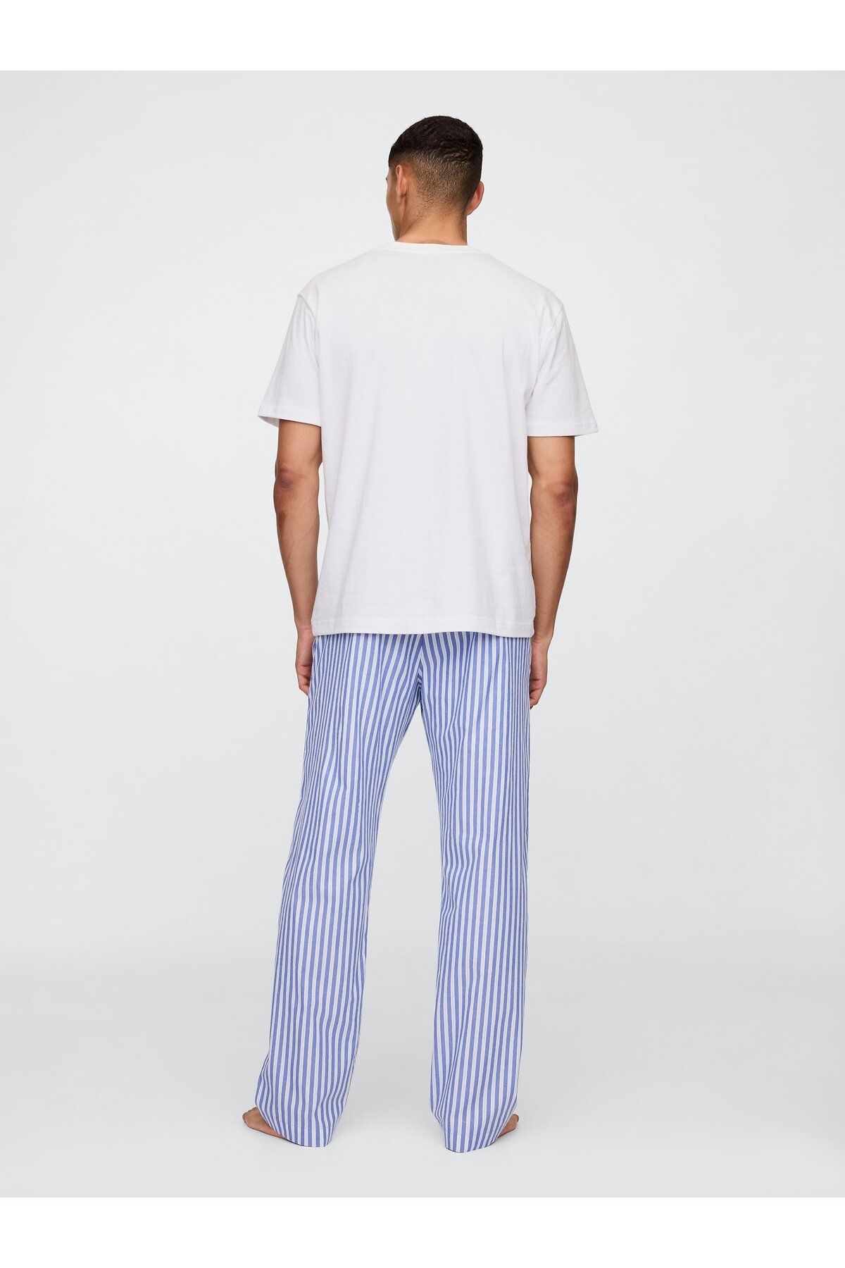 Erkek Mavi Relaxed Poplin Pijama Altı - 4
