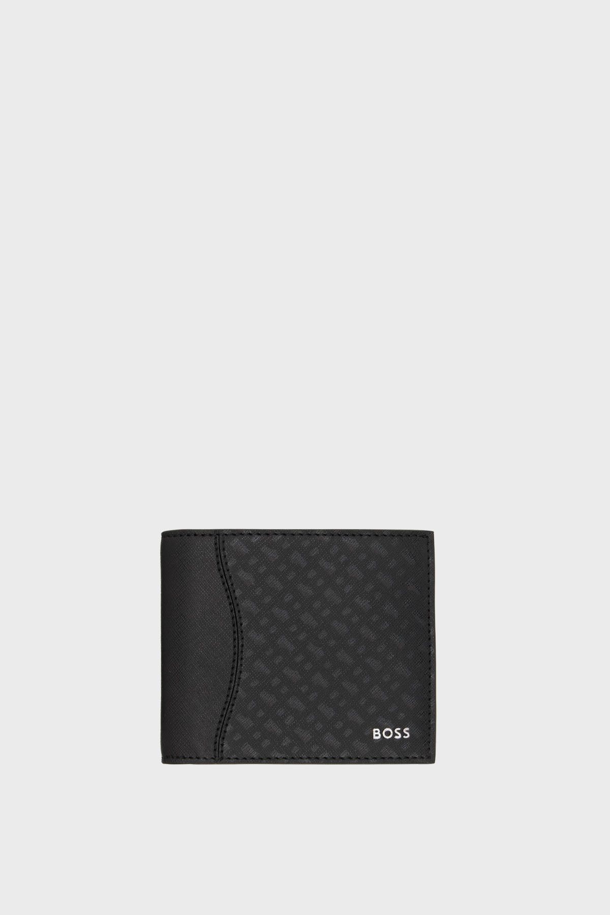 کیف پول مردانه چرمی چاپی مونوگرام 50542379 002 BOSS