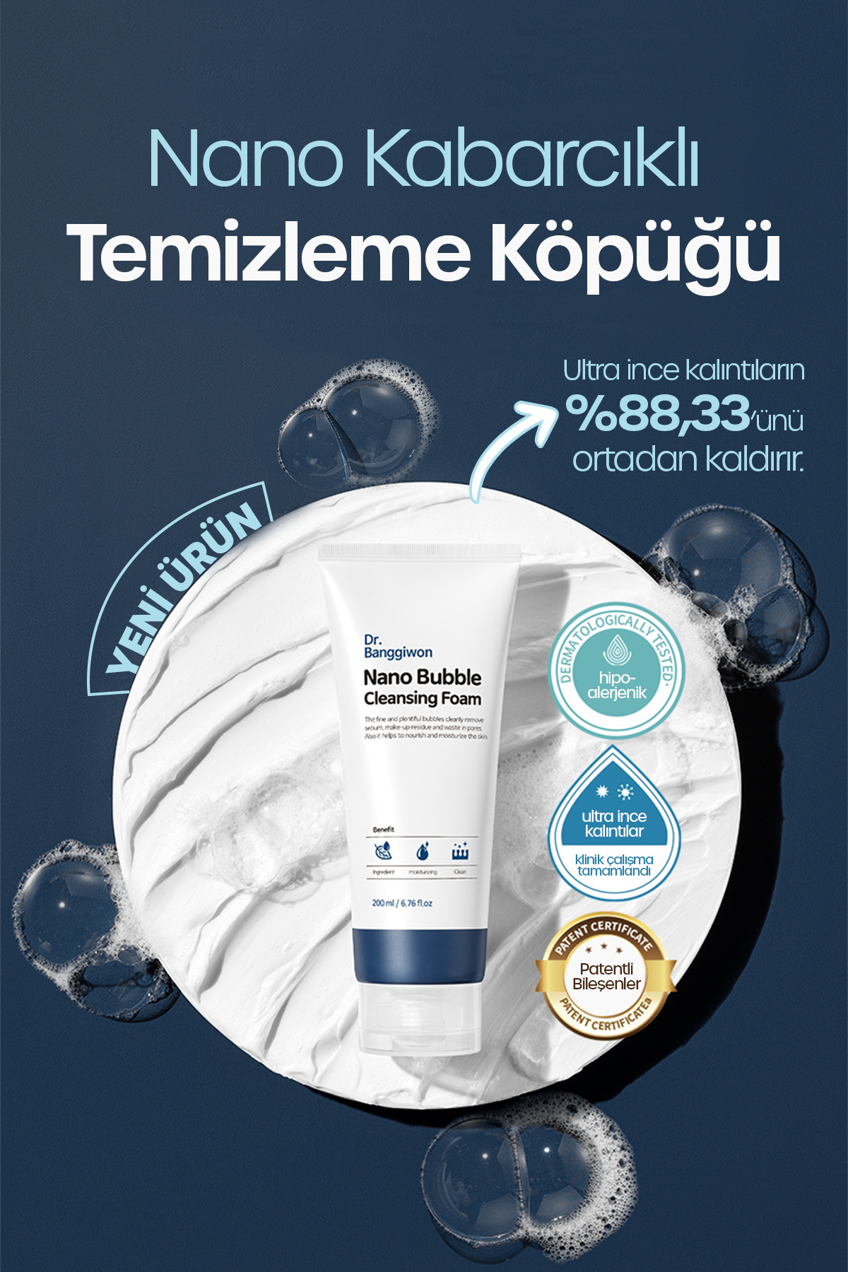 DR BANGGIWON Gözenek Arındırıcı, Derinlemesine Temizlik Ve Ferahlatıcı Etki Kabarcık Yüz Temizleme Köpüğü — Nanobubble12
