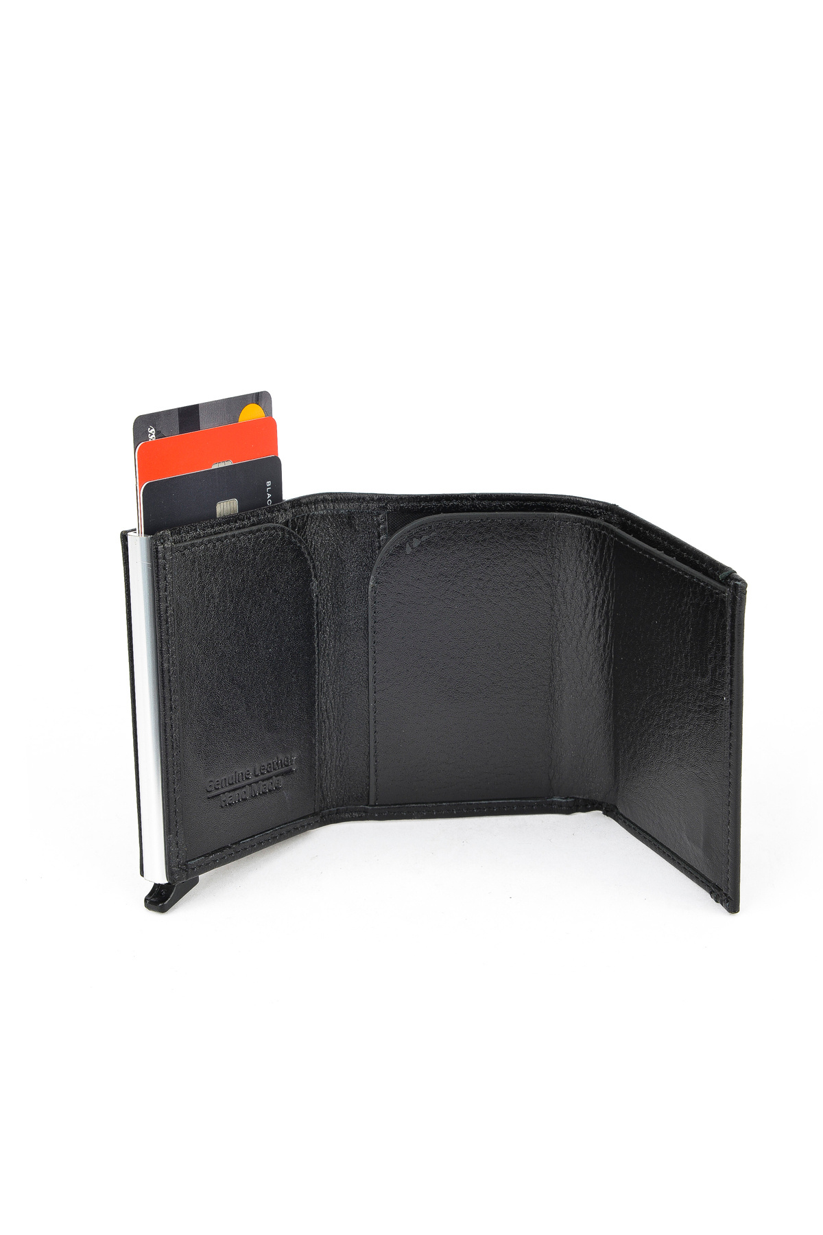Ziya-Men's Genuine Leather Mechanism Wallet 1519841 Zymk13 Black 3