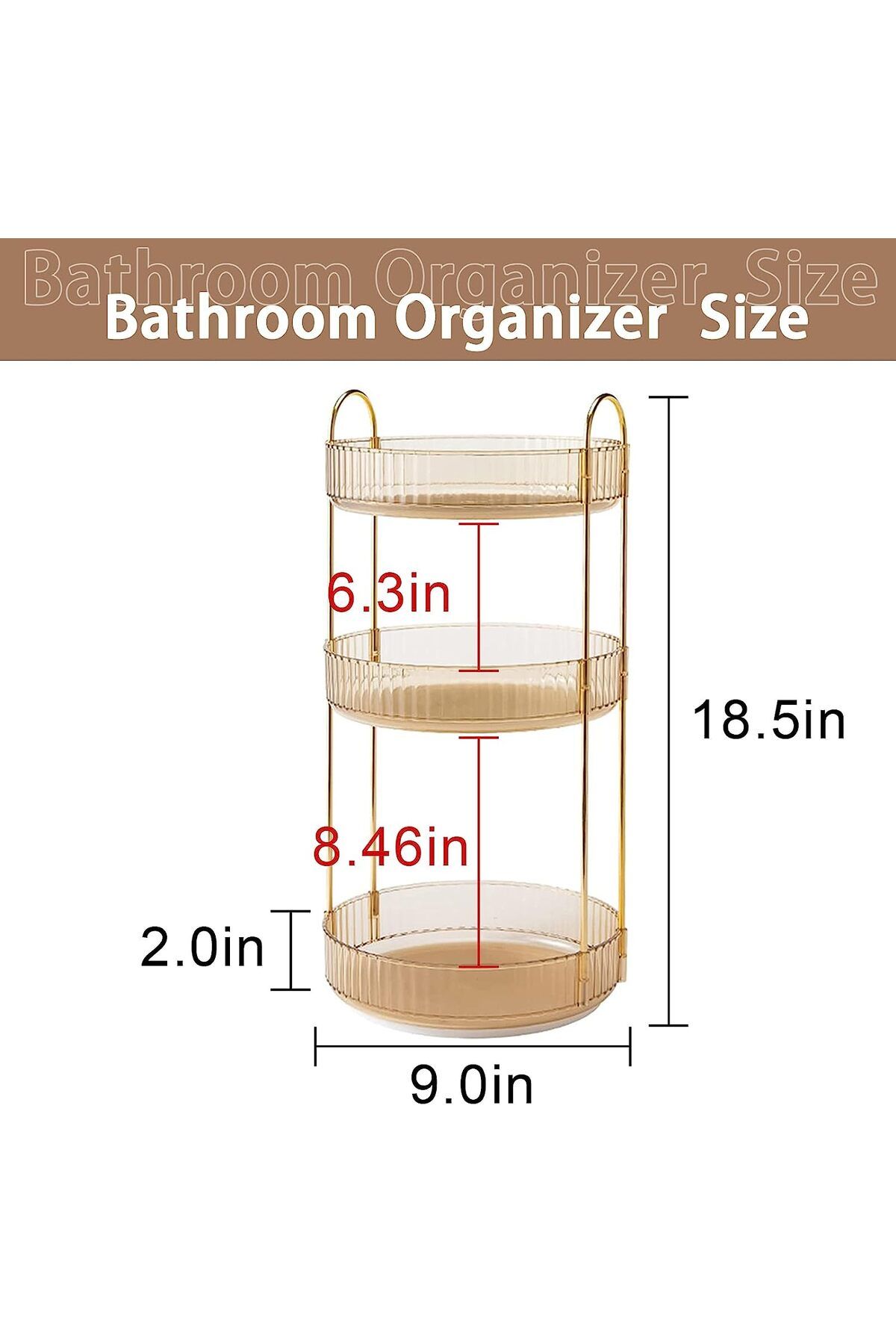 ETG-Rotating Makeup Organizer for Vanity 3 Tier, High-Capacity Skincare Clear Make Up Storage 2