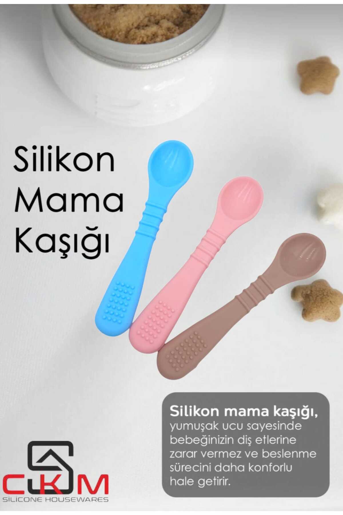 Baby Bebek mama kaşığı silikon diş kaşıyıcı özellikli kaşık Mavi fotoğrafı 2 (önizleme)