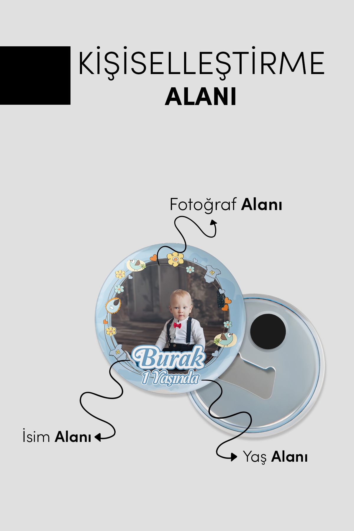 giftcrea Yeni Doğan Erkek Bebek İçin Hoş Geldin Magnet Yuvarlak Açacaklı Fotoğraf Baskılı fotoğrafı 3 (önizleme)