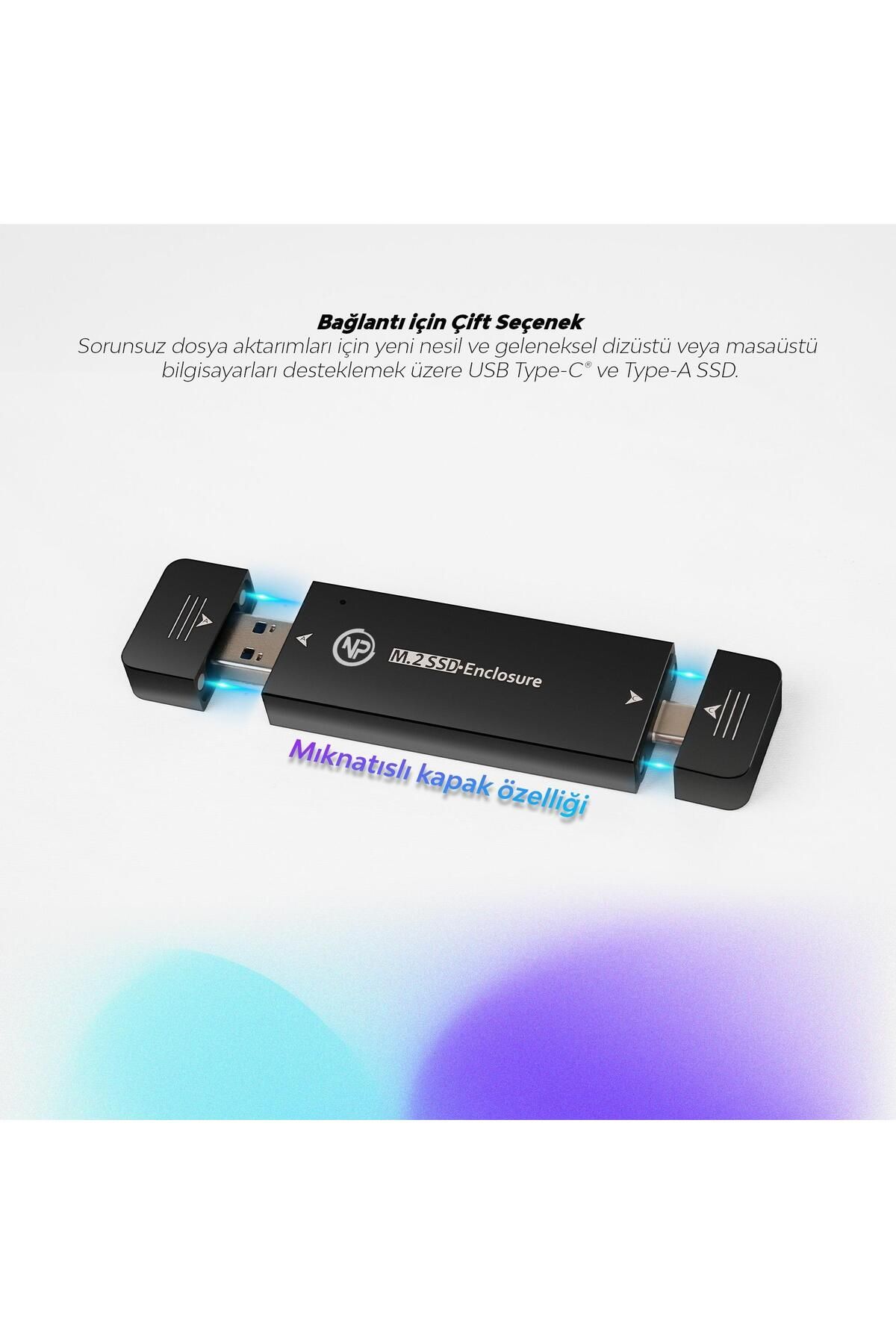 NPO-Dk01 Nvme M.2 256Gb Usb-A/Type-C Portable External Ssd - 900/1000Mb/S 3