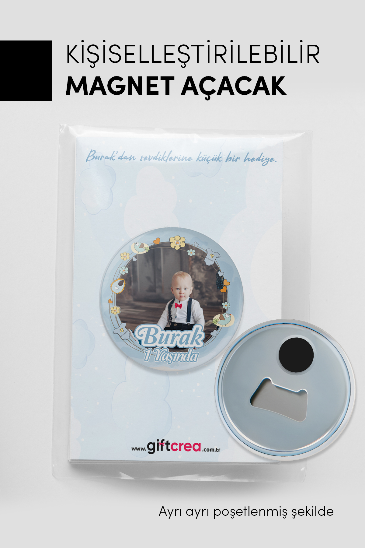 giftcrea Yeni Doğan Erkek Bebek İçin Hoş Geldin Magnet Yuvarlak Açacaklı Fotoğraf Baskılı fotoğrafı 5 (önizleme)