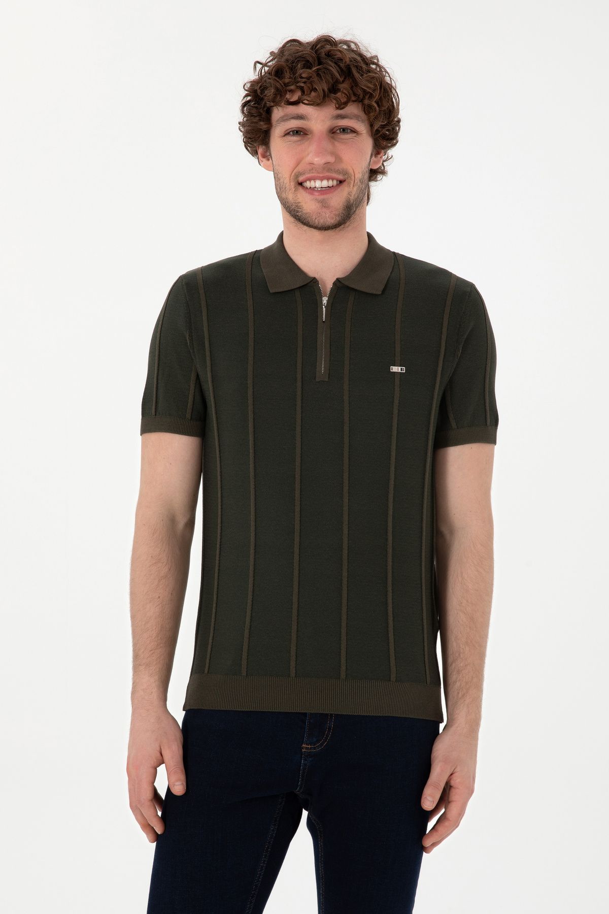 U.S. Polo Assn.-Men's Slim Fit Polo Neck Mink T-Shirt 50306457 -Vr052 1