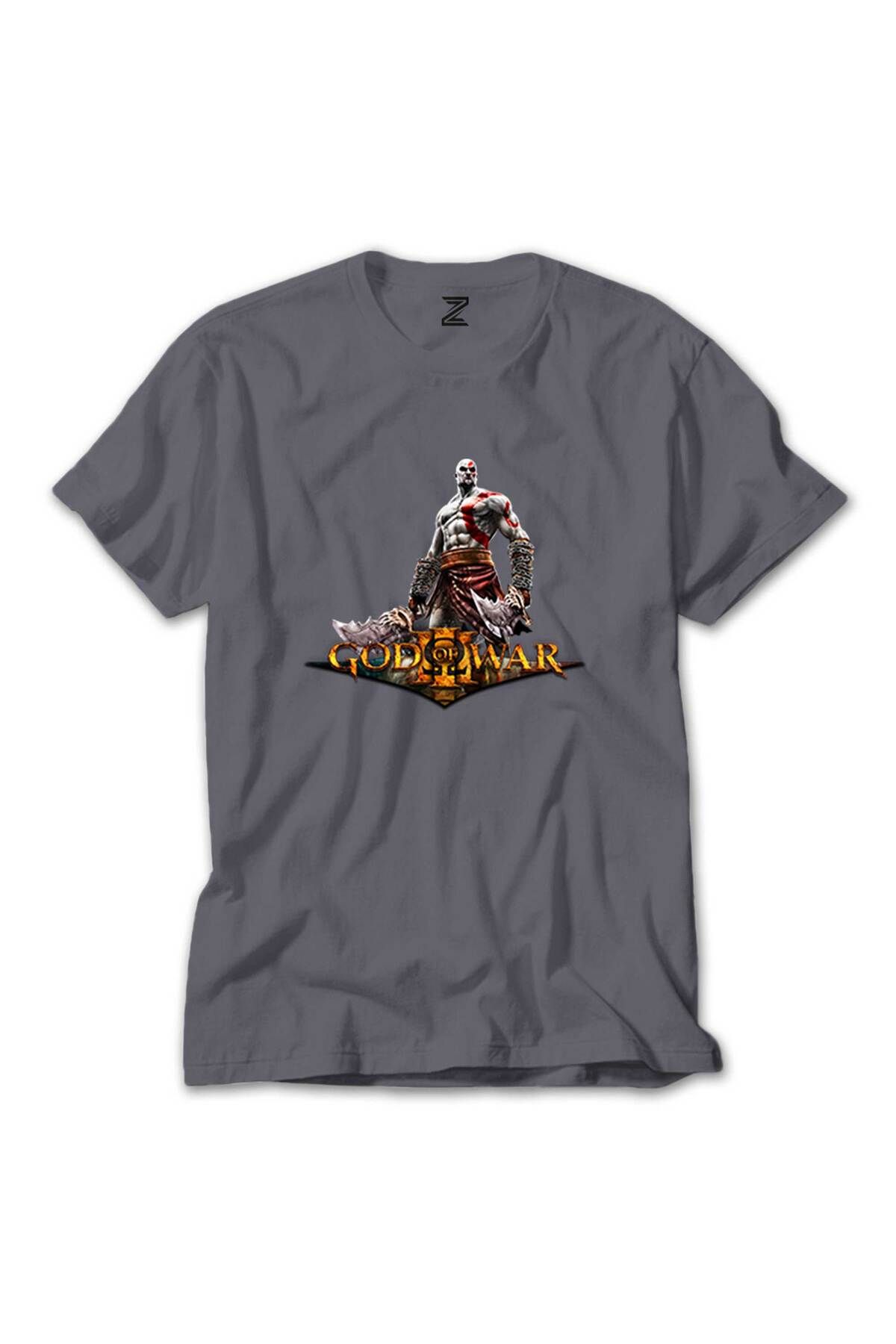 WAKHA God of War Kratos Siluet Logo Gri Tişört