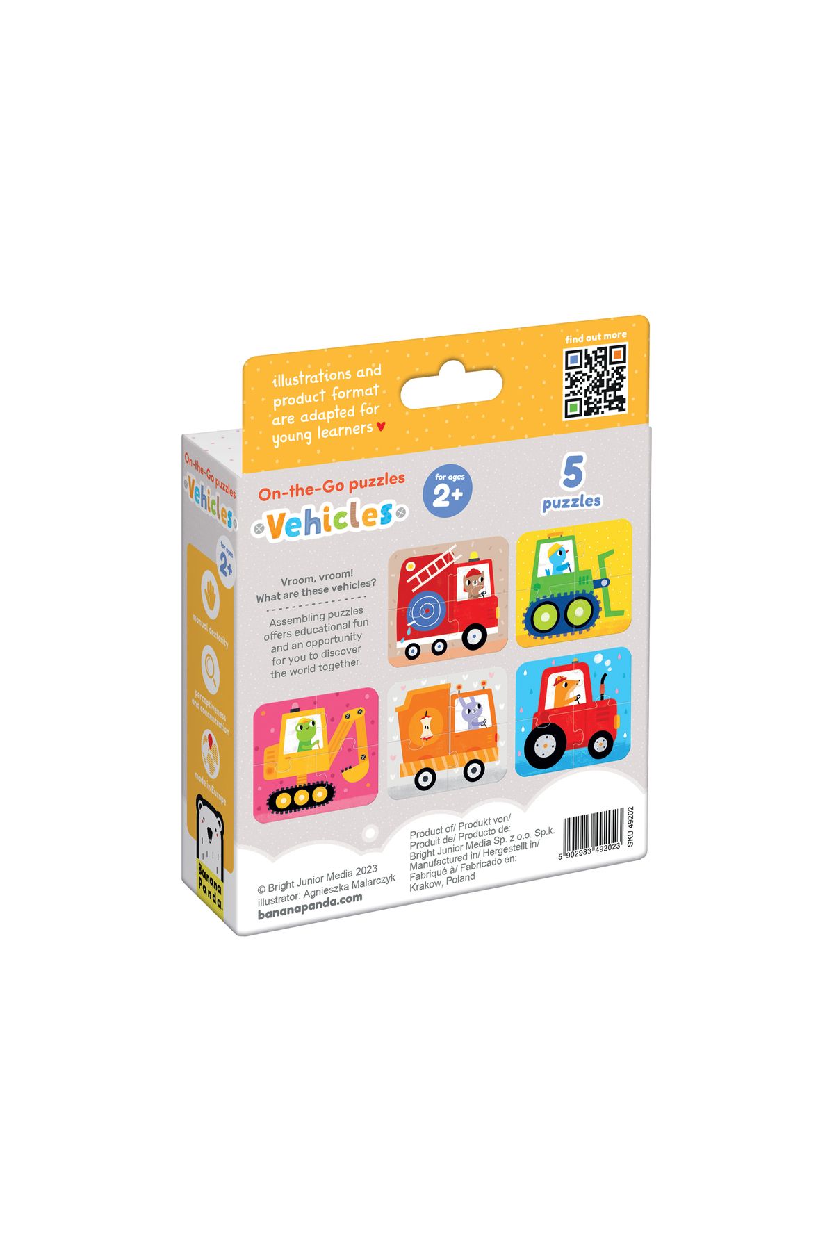 banana-Joc memorie tip puzzle Banana Panda, On the Go Puzzle Vehicles, 5 puzzle-uri cu 4 piese 6
