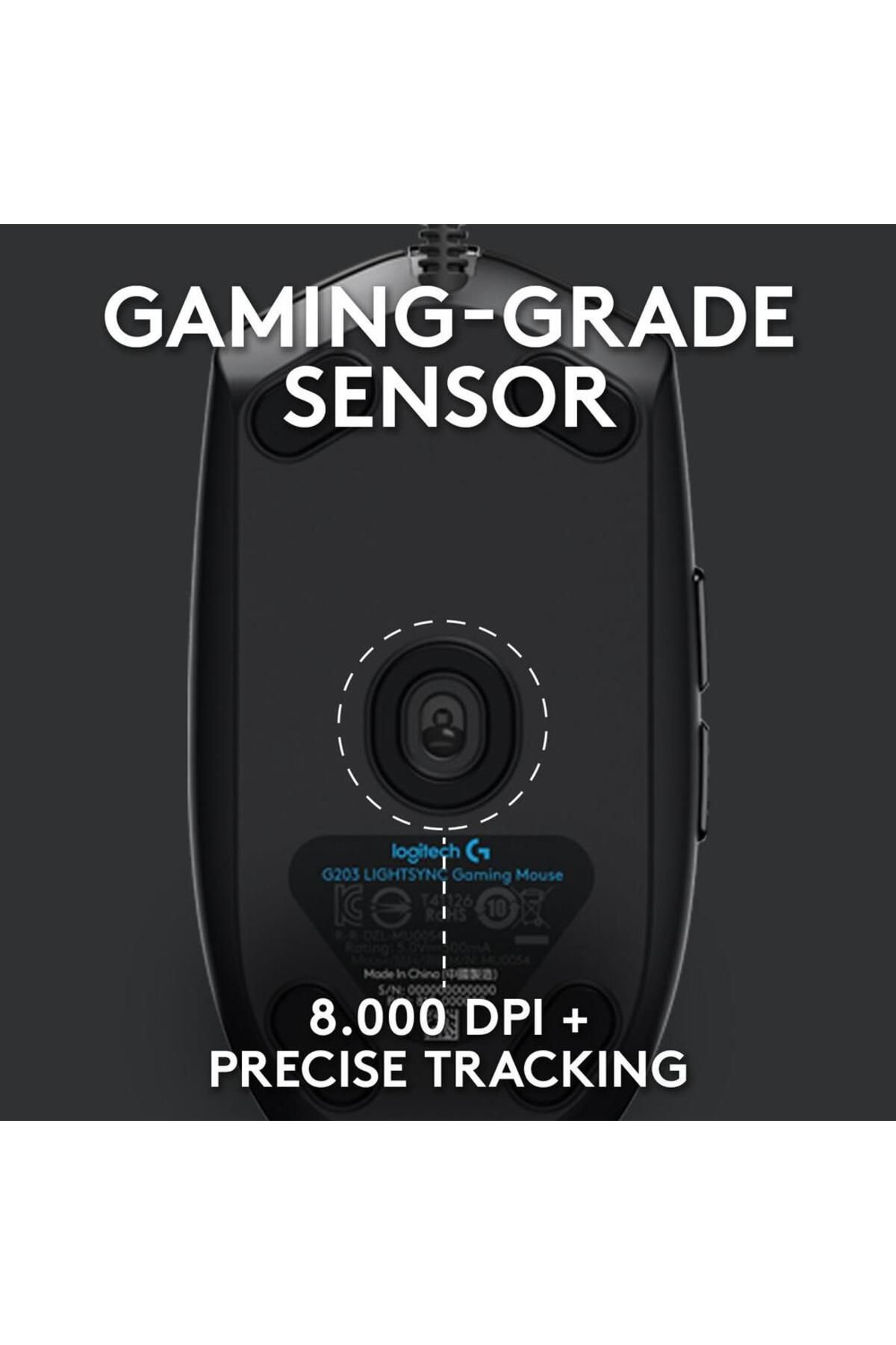 logitech-Mouse Gaming Logitech G203 LightSync, iluminat RGB, USB (Negru) 11