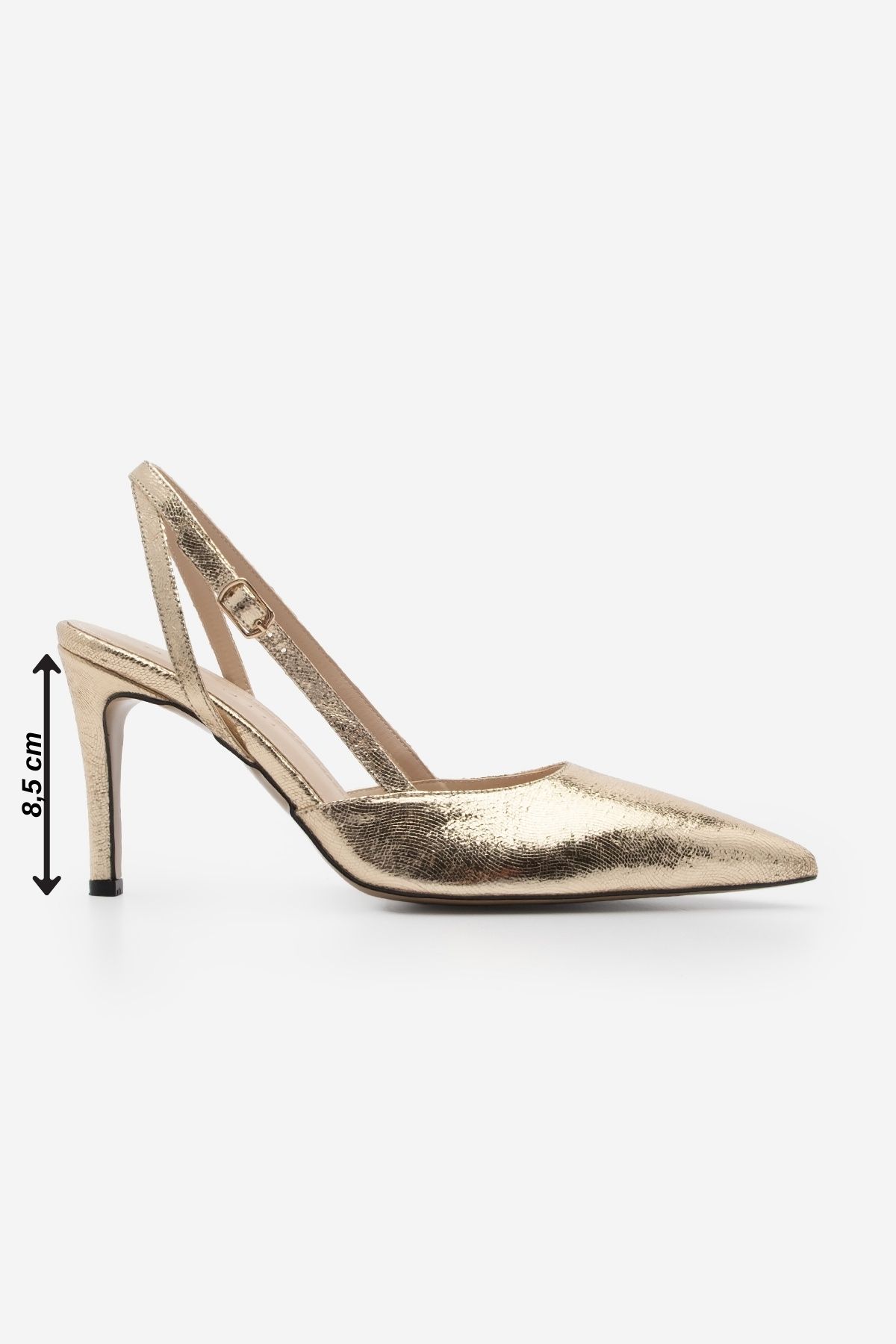 Marjin-Zemar Gold Damen Stiletto spitze Zehe Slingback Schuhe mit Absatz 8