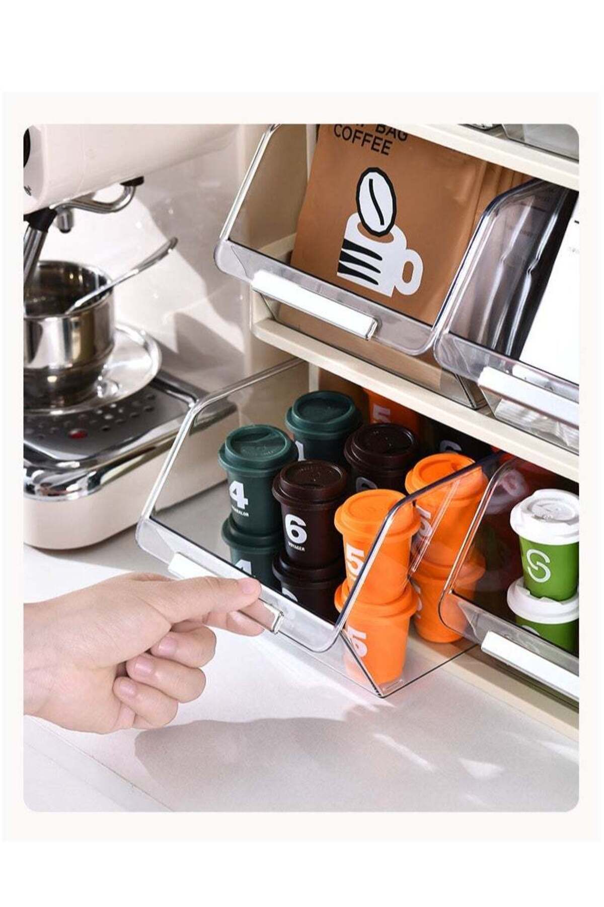 COOYA-Organiser, 4 Tiers, 30x17x42.5cm, Large Capacity, Suitable for Spice, Snacks, Coffee Cup Storage 8