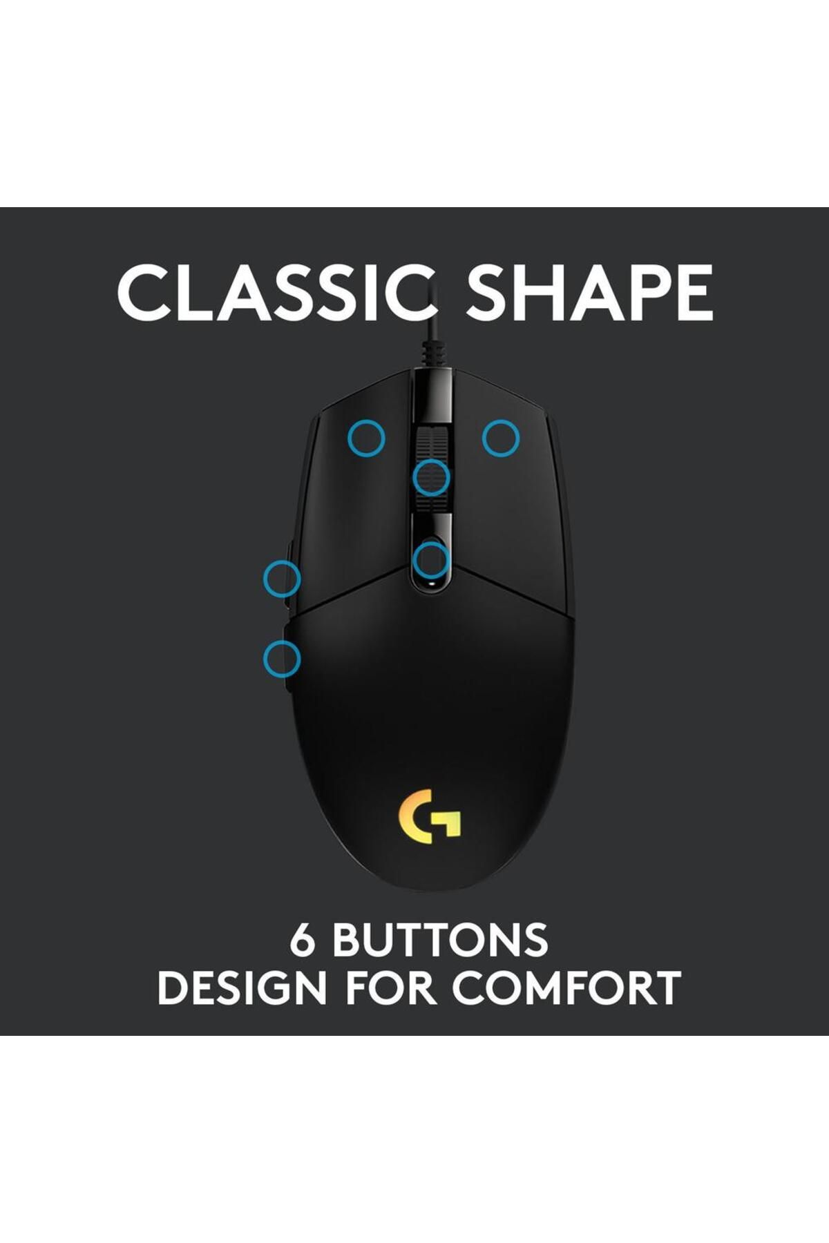 logitech-Mouse Gaming Logitech G203 LightSync, iluminat RGB, USB (Negru) 12